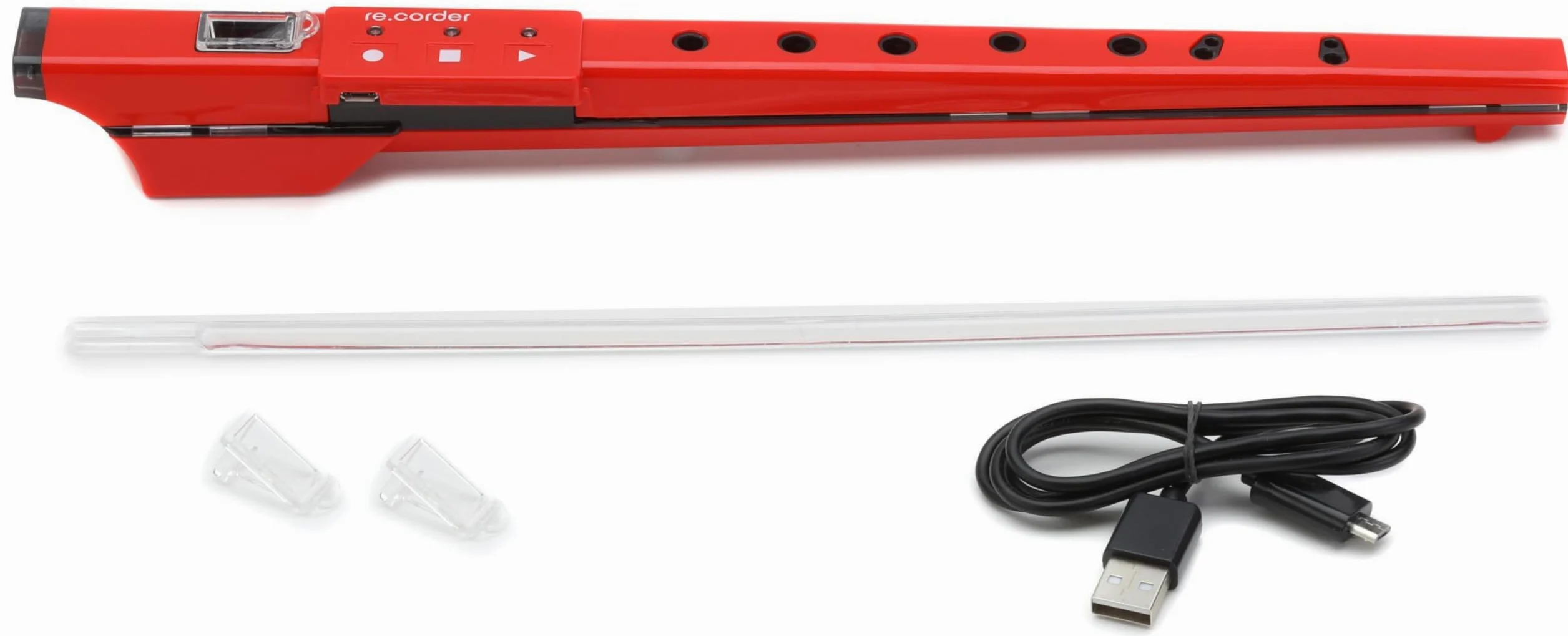 ARTinoise re.corder,flauto acustico digitale e controller MIDI wireless,App mobile 32 timbri,spartiti e esercizi su basi musicali,diteggiature personalizzabili,4 modalità di riproduzione (ROSSO)