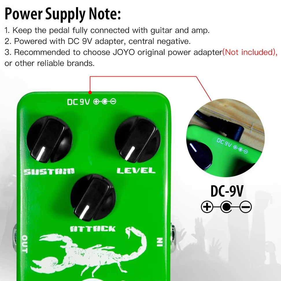 JOYO Dynamic Compressione Pedal Ricreazione a basso rumore Compressore Ross classico per chitarra elettrica e basso - True Bypass (JF-10)