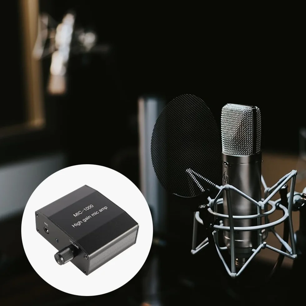 Preamplificatori Kit Amplificatore Microfono Amplificatore Audio Microfono con Guadagno 1000x Set di Accessori Perfetto per la Registrazione di Suoni dal Vivo e Applicazioni di Trasmissione