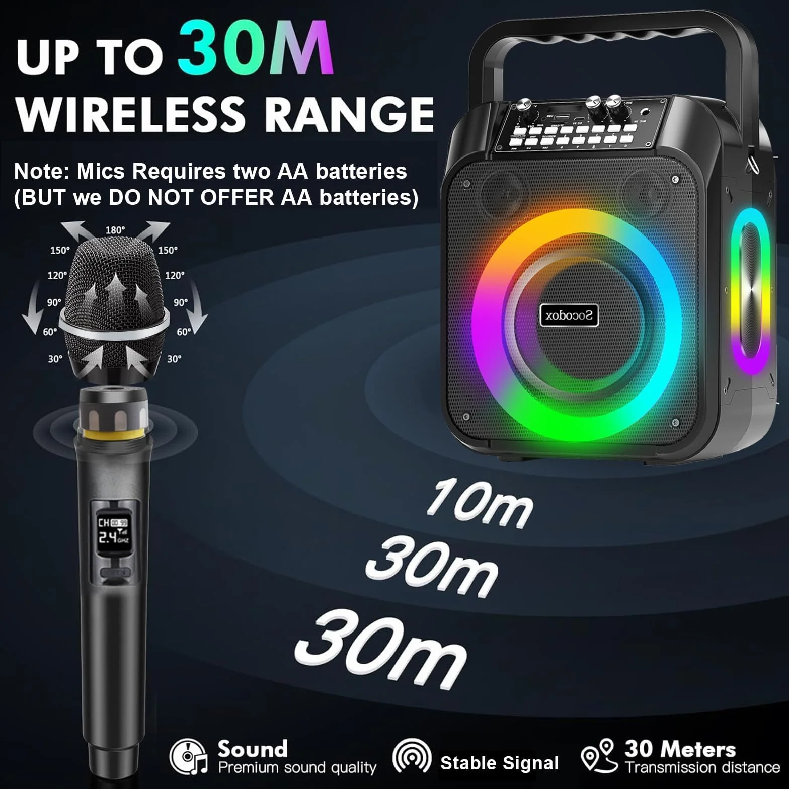 Macchina Karaoke, Altoparlante Bluetooth Portatile con 2 Microfoni Wireless, Batteria 6000mAh 8H Riproduzione,Stereo TWS,Luci RGB,Sistema PA Dual Bass Boost per Adulti,Bambini,Feste,Canto,DJ