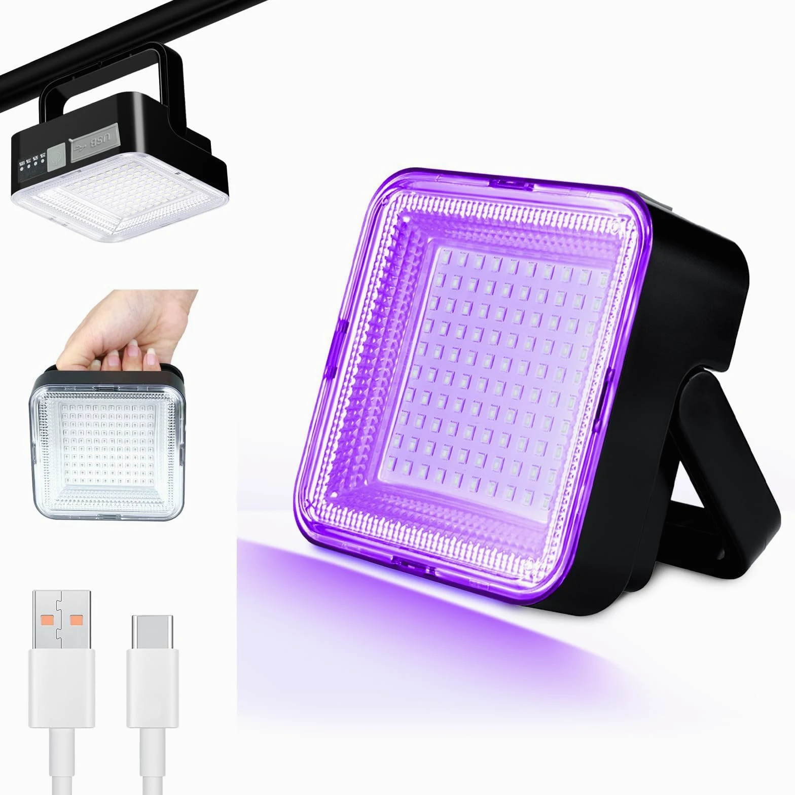 Luce nera ricaricabile, luce UV dimmerabile, 120 LED ultravioletti, adatta per feste al neon, Halloween, body painting, vernice UV, effetto fluorescente
