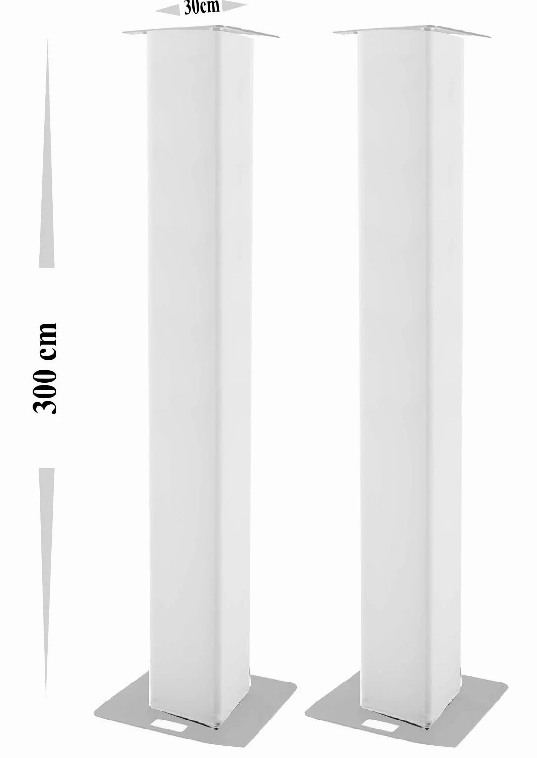 Coppia di cover totem in spandex, truss cover 30 x 30 cm, scelta di 5 altezza (bianco, 300 cm di altezza)