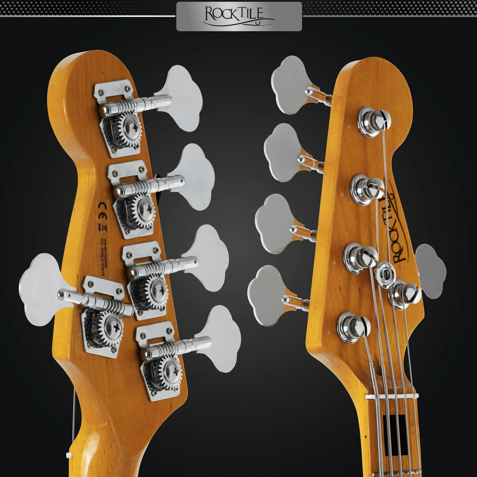 Rocktile Pro JBS50-SB Basso Elettrico - Basso 5 corde stile JB con corpo in tiglio - manico in acero e tastiera in acero - 2x Single Coil pickup - 2x Volume, 1x Tone - Mensura 34" - Sunburst