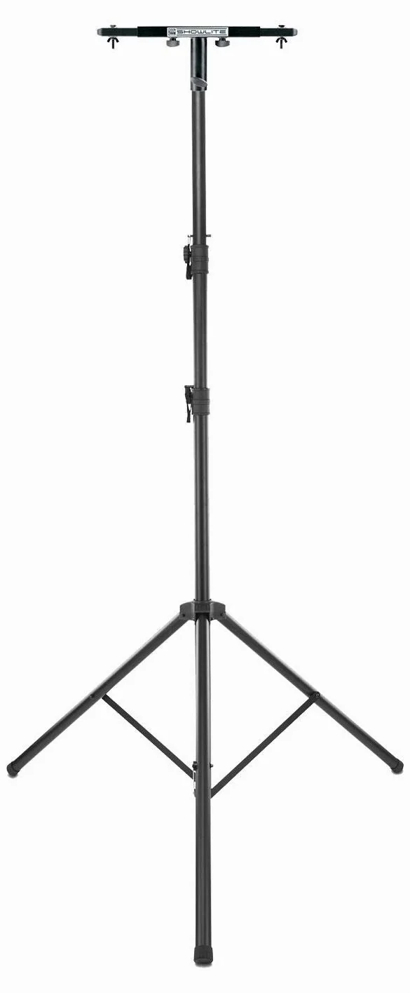 Showlite Statore Luci Stage (statore molto alto con tubo telescopico incluso set con adattatore per statore casse per 2 proiettori) Nero