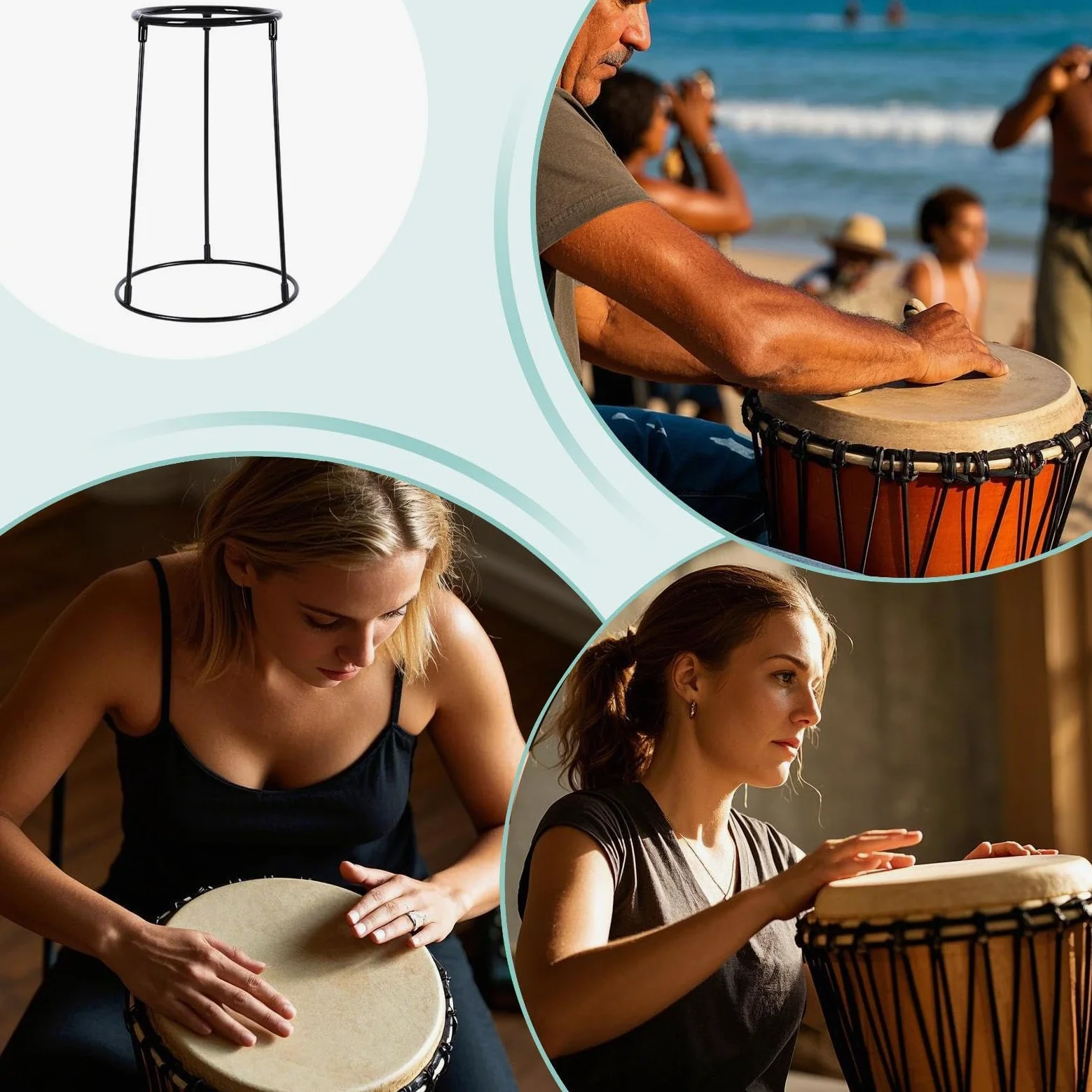 Supporto per batteria africano, supporto per strumenti a percussione, Supporto per tamburi africani multiuso in acciaio carbone, Raccusta di percussioni nere, forniture per strumenti musicali per adul