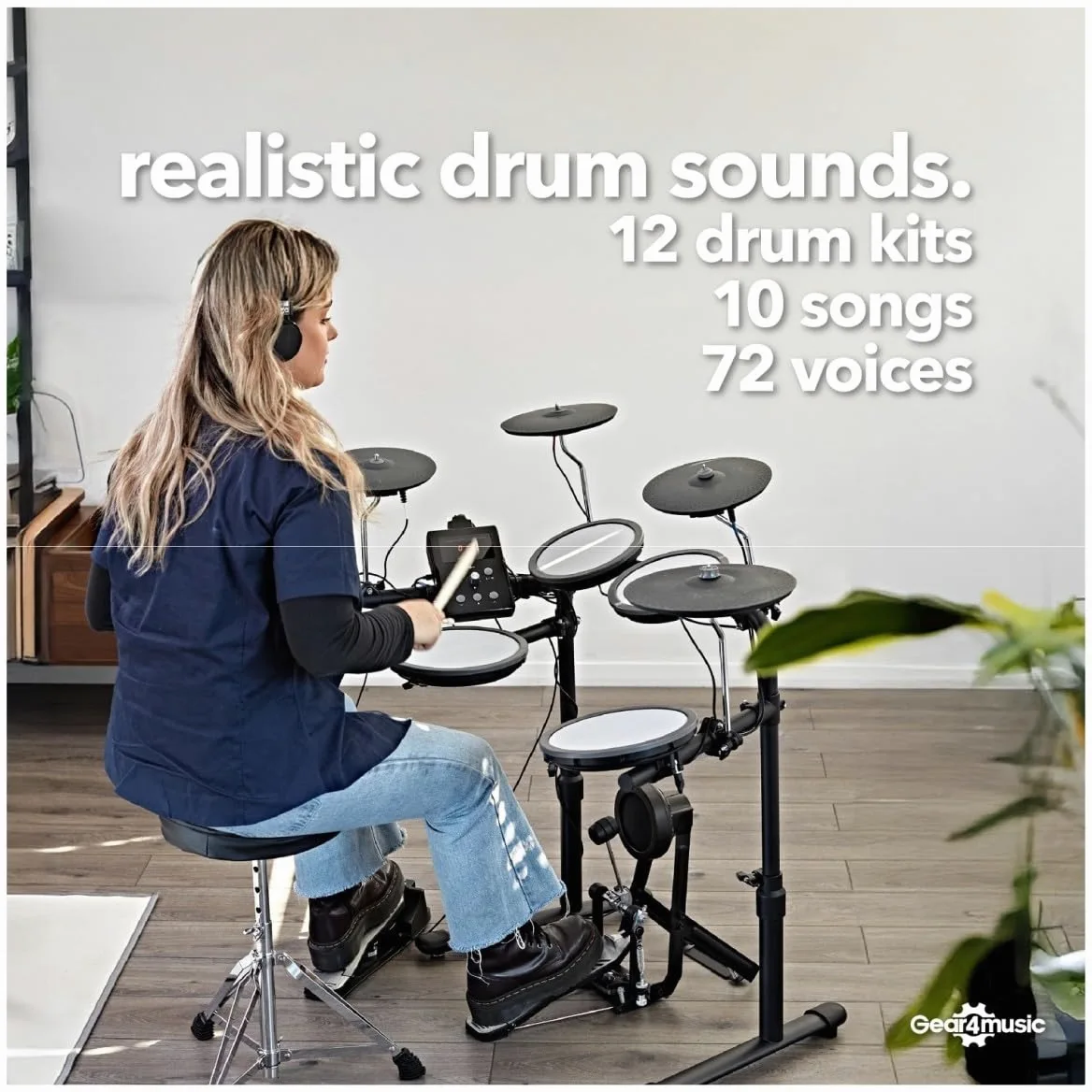 VISIONDRUM-PRO Batteria elettrica con cuffie - Mesh Pads Batteria elettronica per bambini e adulti