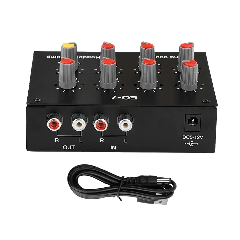 DC5-12V Equalizzatore Suono 7 Bande Regolazione dei Medii Alti Equalizzatore Digitale Preamplificatore Audio Regolabile per Cuffie