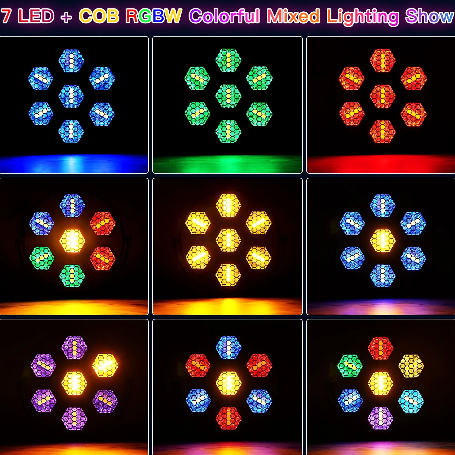 350 W COB PAR Illuminazione per palcoscenico, proiettore COB retrò con effetti RGB, supporta automatico/attivazione audio/controllo DMX/luce lampo per teatri, spettacoli, feste e festival musicali