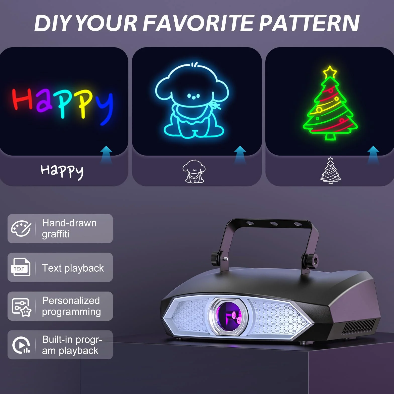 luce da festa, animazione 3D faidate luce da discoteca DJ con app Bluetooth, luce di animazione e DMX512, adatta per feste, club, bar, Halloween, Natale