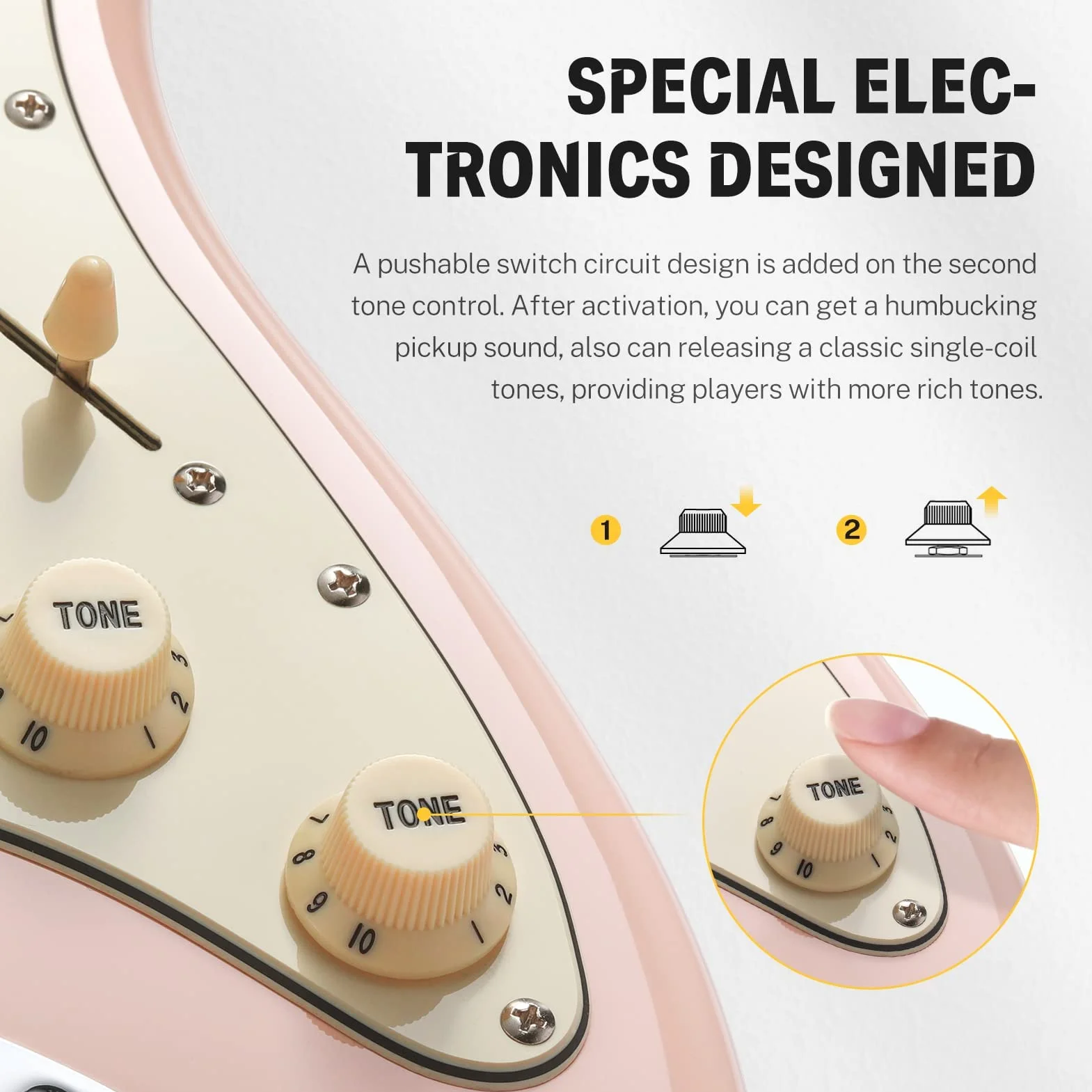 Donner Set di chitarre elettriche a grandezza naturale, pickup HSS Coil Split, chitarra ST a corpo solido da 39 pollici per principianti con borsa, tracolla, cavo (serie Designer, rosa retrò)