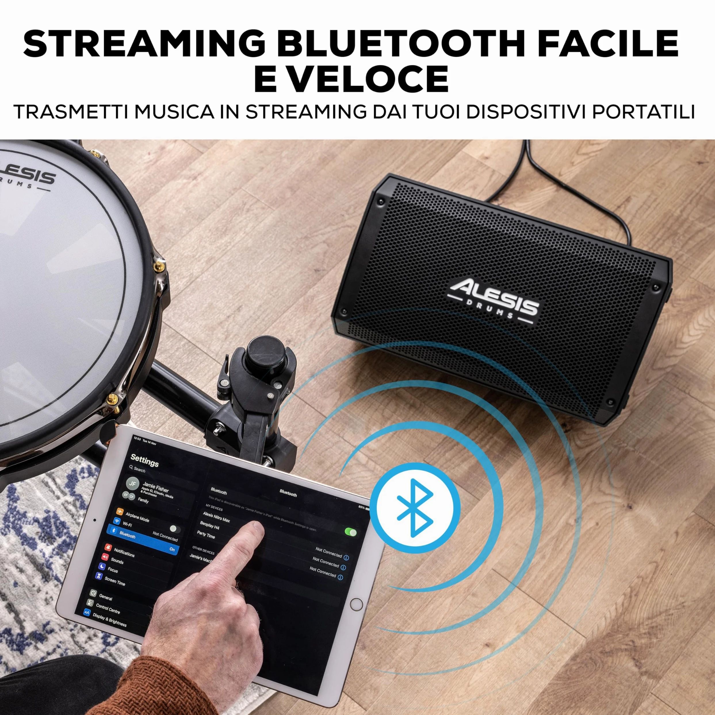 Alesis Strike Amp 8 MK2 - Amplificatore da 2000 W per batteria elettronica con Bluetooth, woofer da 8", EQ HPF e switch per messa a terra
