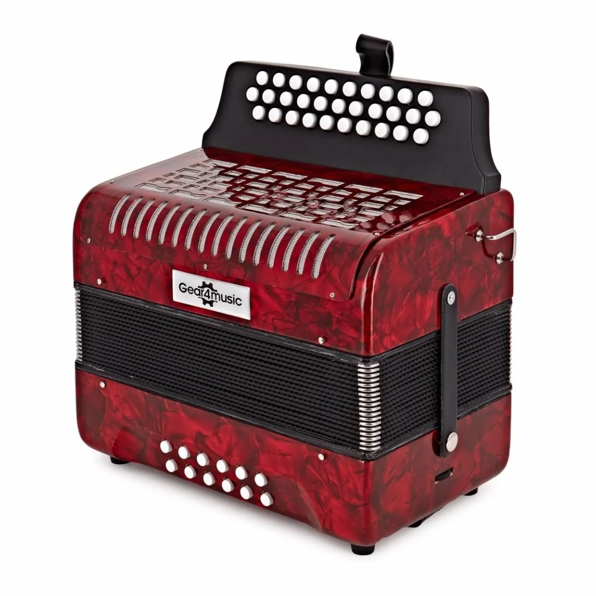 Gear4music Fisarmonica Bottoni 12 Bassi Diatonica con Custodia Rigida Professionale Principianti Adulti