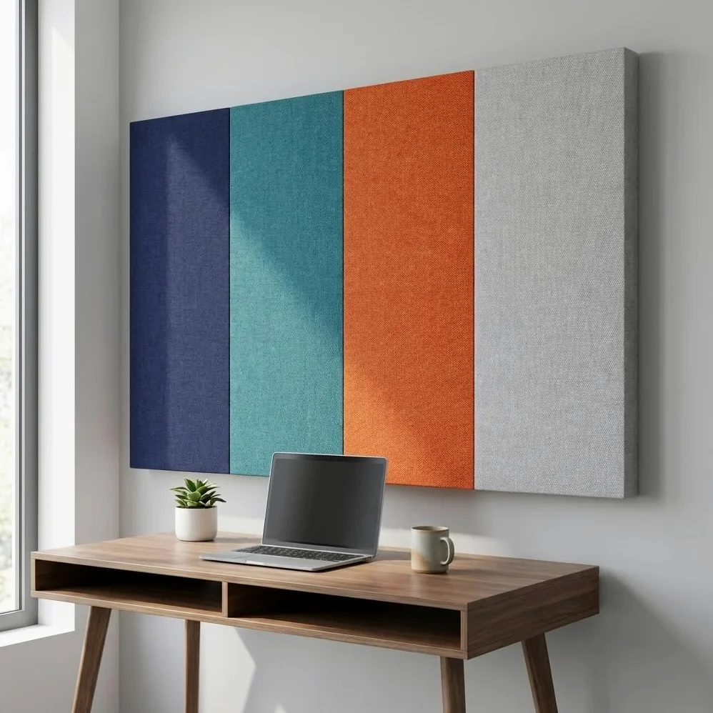 Pannello Fonoassorbente Rettangolare, Fibra di Poliestere Ignifugo, 5cm Spessore, Parete e Soffitto, 50x50cm e 100x50cm (Acquamarina, 100x50)
