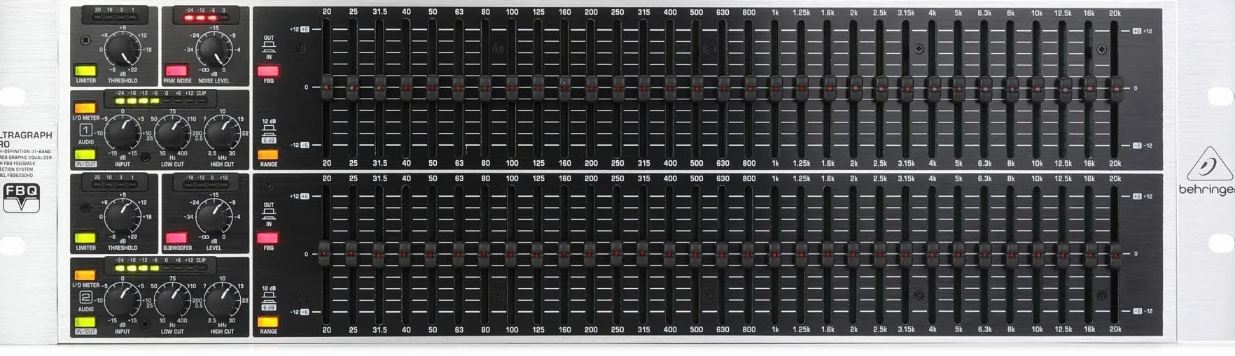 BEHRINGER FBQ6200HD EQUALIZZATORE GRAFICO 31 BANDE STEREO HD AMPLIFICATORI OPERAZIONALI A BASSO RUMORE