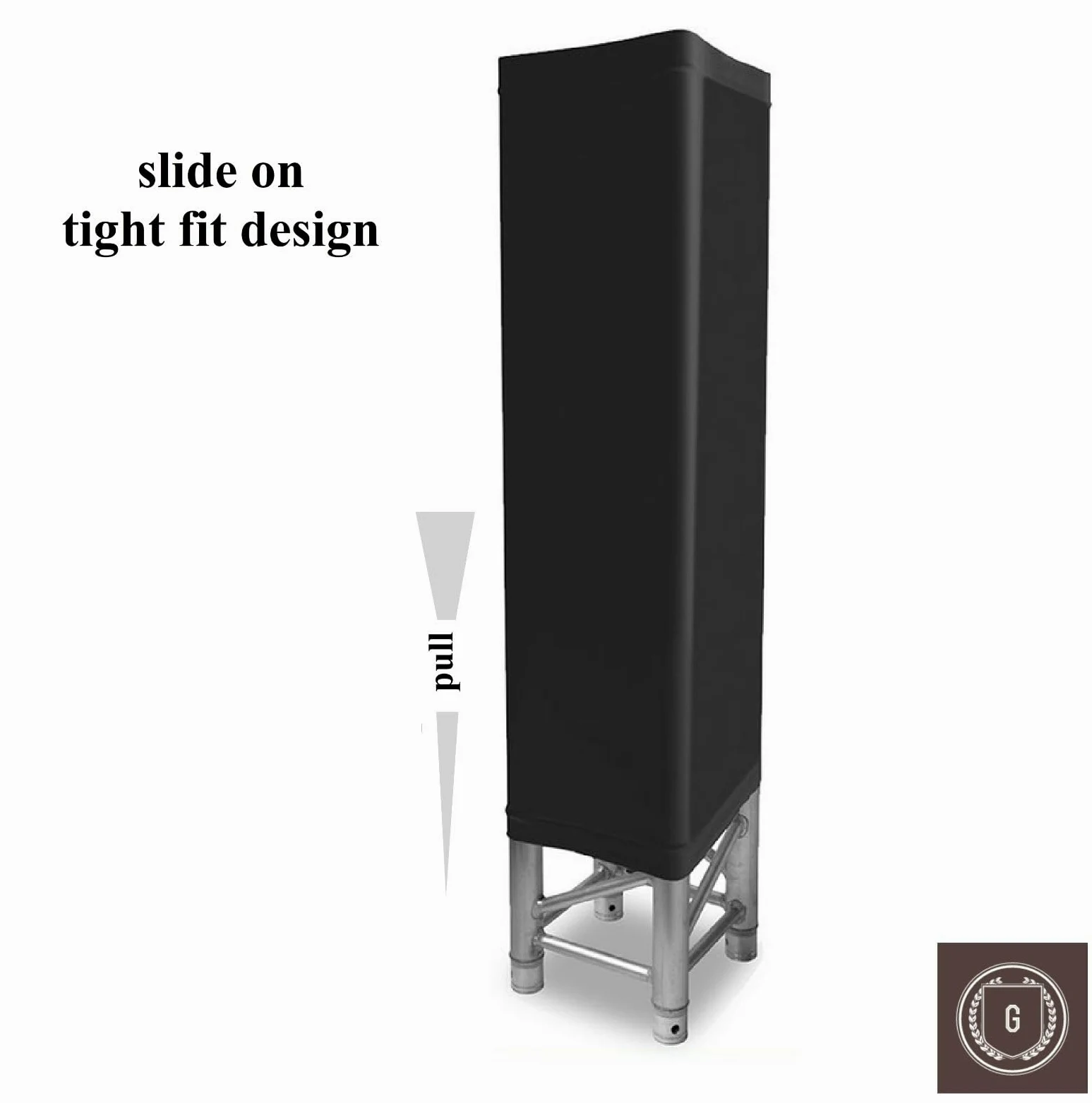 Coppia di cover totem in spandex, truss cover 30 x 30 cm, scelta di 5 altezza (bianco, 300 cm di altezza)