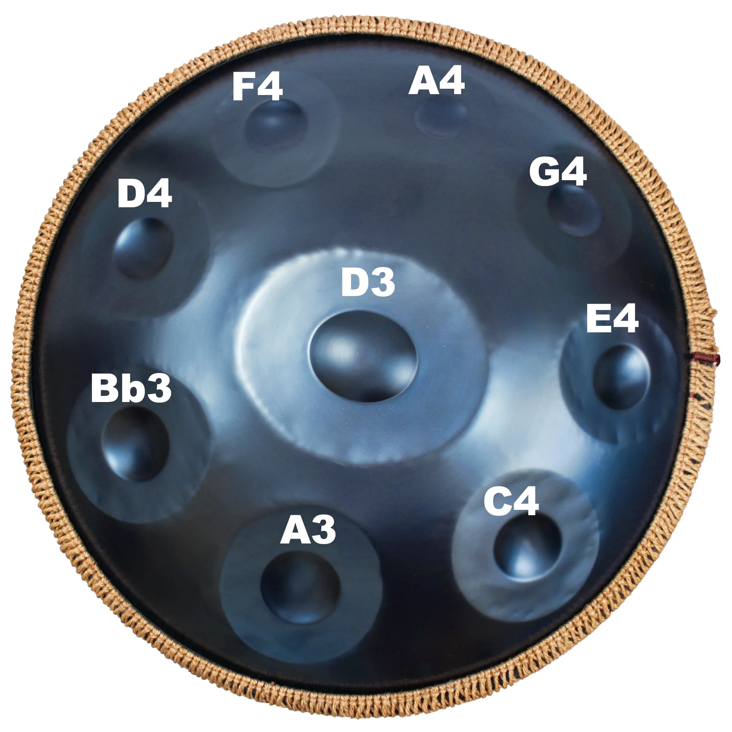 Blue Harmonic Handpan, tamburo a mano in D-Moll, 9 toni, 22 pollici, con custodia, percussioni per la guarigione del suono, meditazione personale, yoga