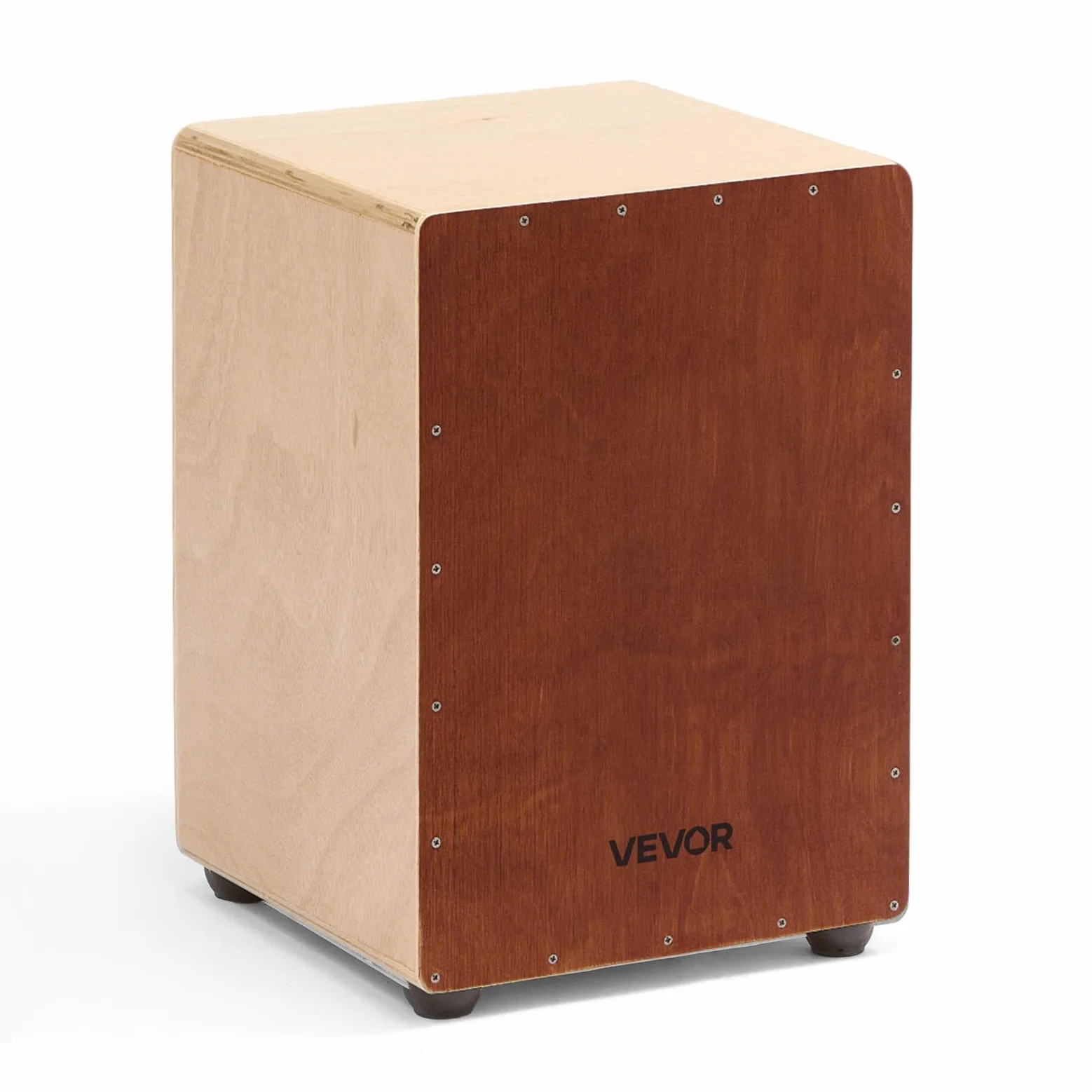 VEVOR Cajon Box Drum, Cordiere Rullanti Interni, Scatola di Percussioni in Legno Leggera, Strumento Musicale Portatile in Legno di Betulla con Piedini in Silicone, 305 x 305 x 430 mm