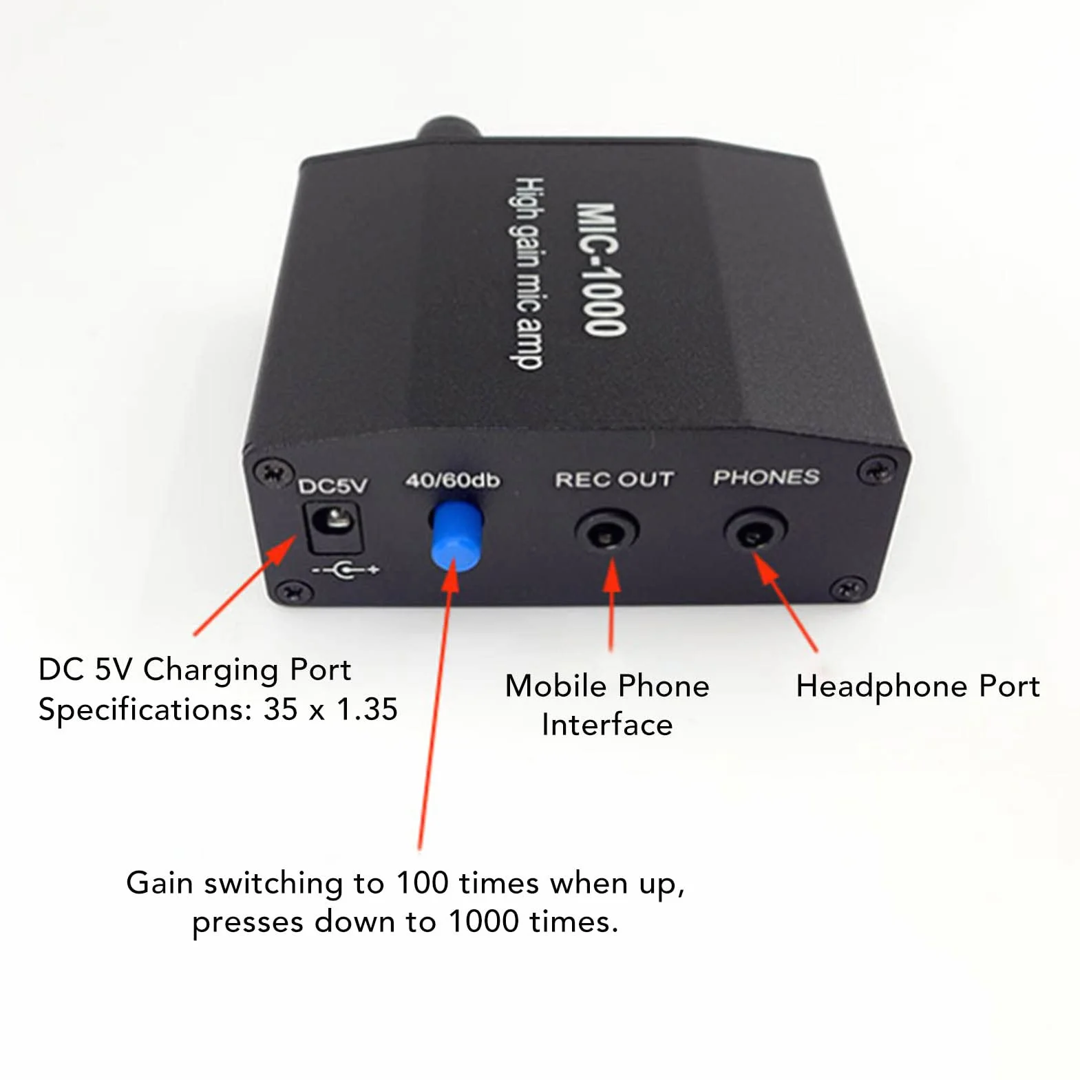 Amplificatore per Microfono Ad Alto Guadagno, Preamplificatore per Microfono Amplificatore per Microfono Ad Alto Guadagno Controllo Automatico del Livello ALC Amplificazione 1000