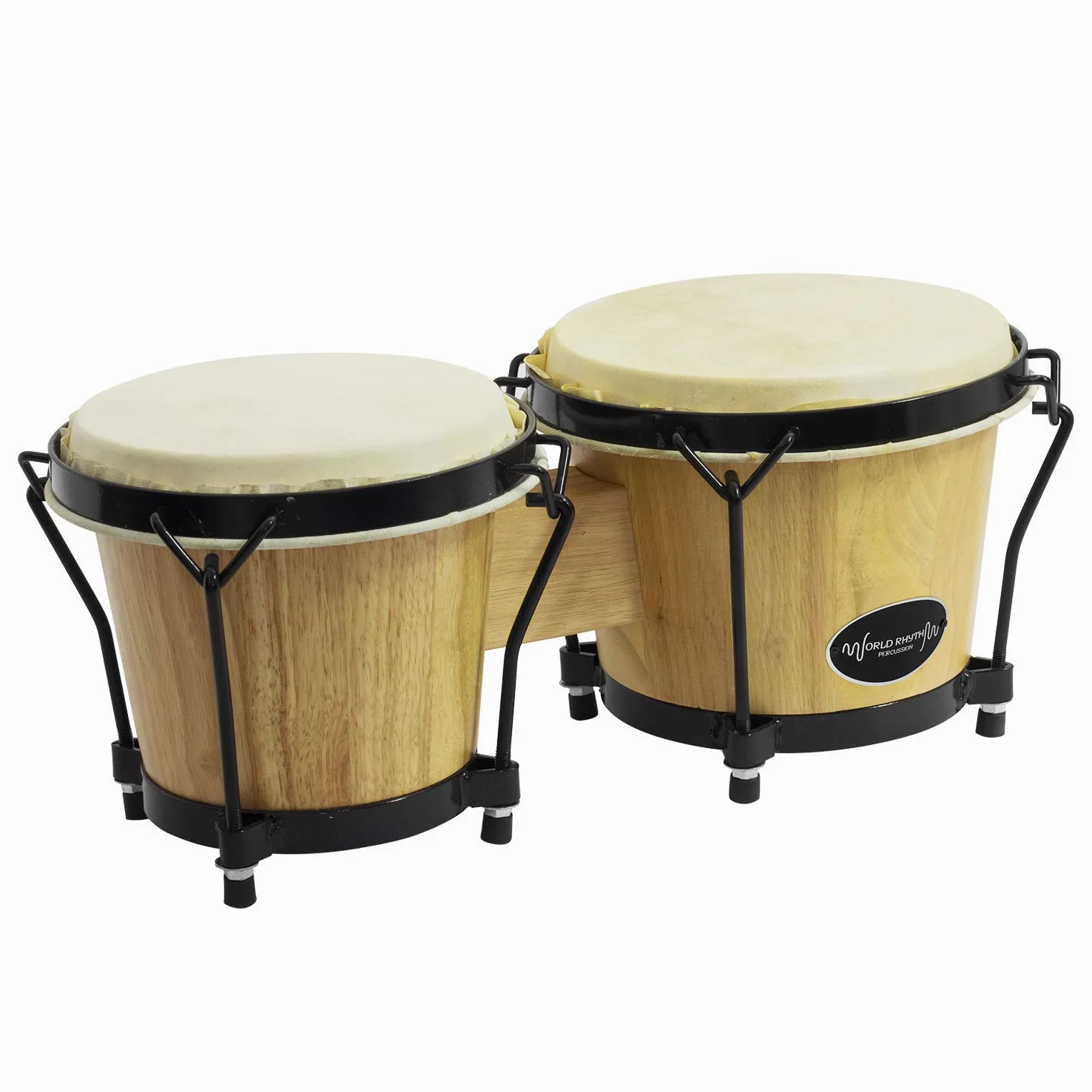 World Rhythm Bon7-Nt Tamburi Bongo in Rovere per Principianti da 6" e 7" con Finitura Naturale Bonghi