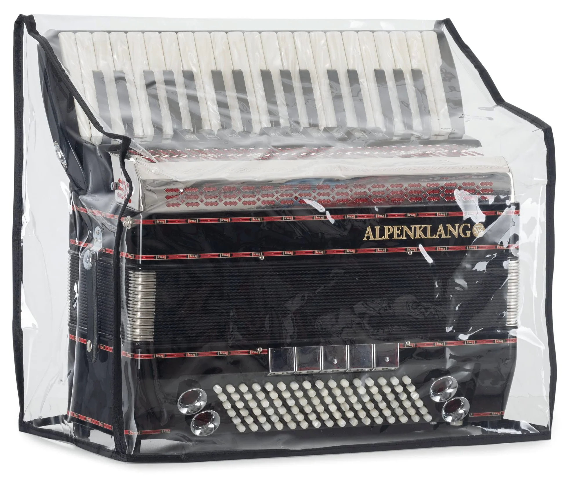 Copertura Alpenklang per Fisarmonica 96 Bassi - Custodia Protettiva per Fisarmonica - Adatta a Fisarmoniche con 96 Bassi - Dimensioni (LxPxA): ca. 49 x 23 x 45 cm - in PVC - Trasparente
