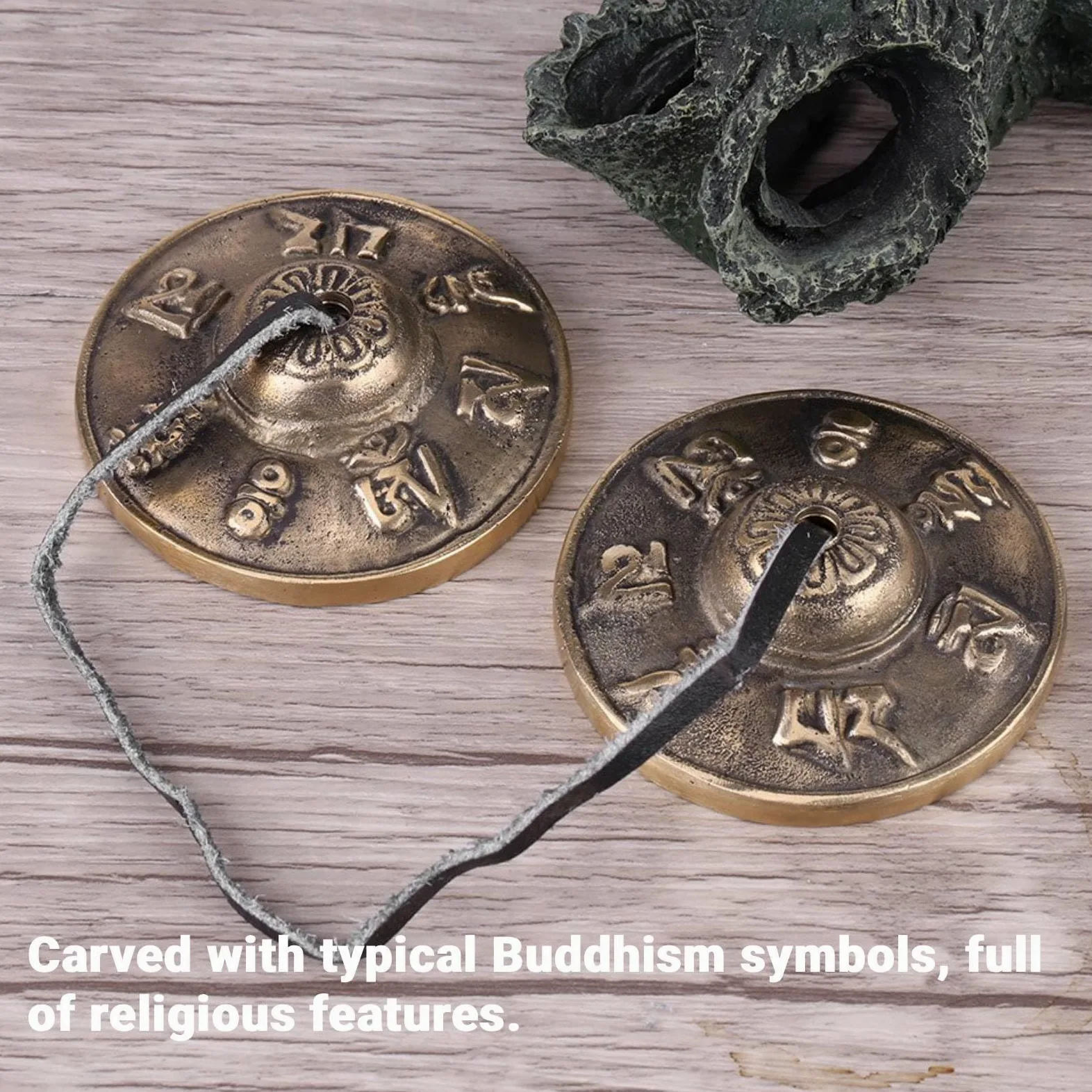Piatti Tibetani Tingsha, Campanelli in Ottone Sanscrito Per Meditazione, Campanelli Per Dita in Ottone Per Musical Buddista