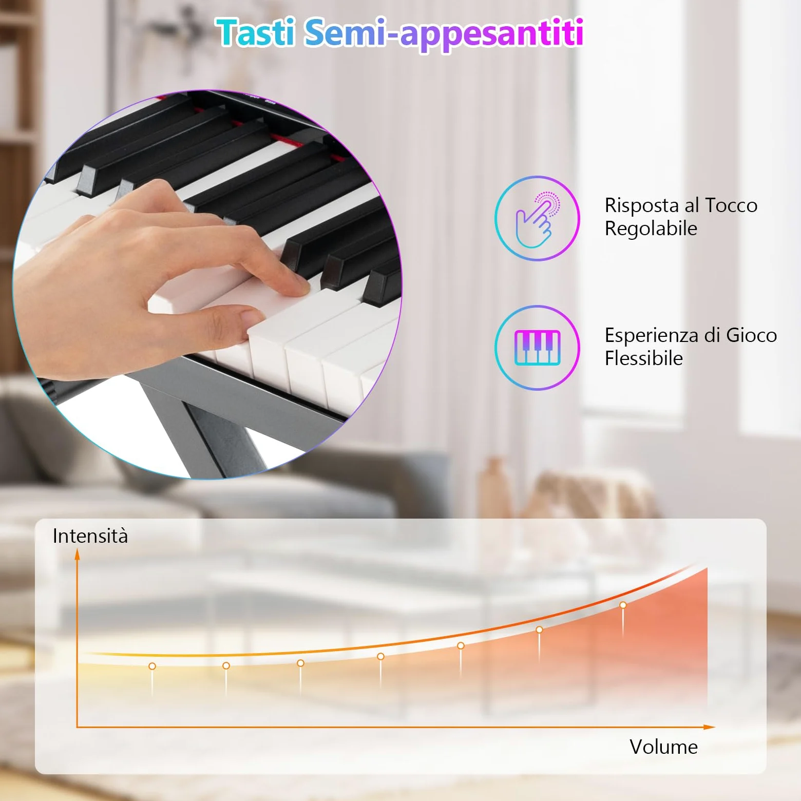 GYMAX Pianoforte Digitale 61 Tasti, Tastiera con Supporto e Sgabello Regolabili, Tasti Semi-Pesati, Funzione MIDI Audio Wireless, Leggio per Musica, Pedale Sustain e Borsa, Nero