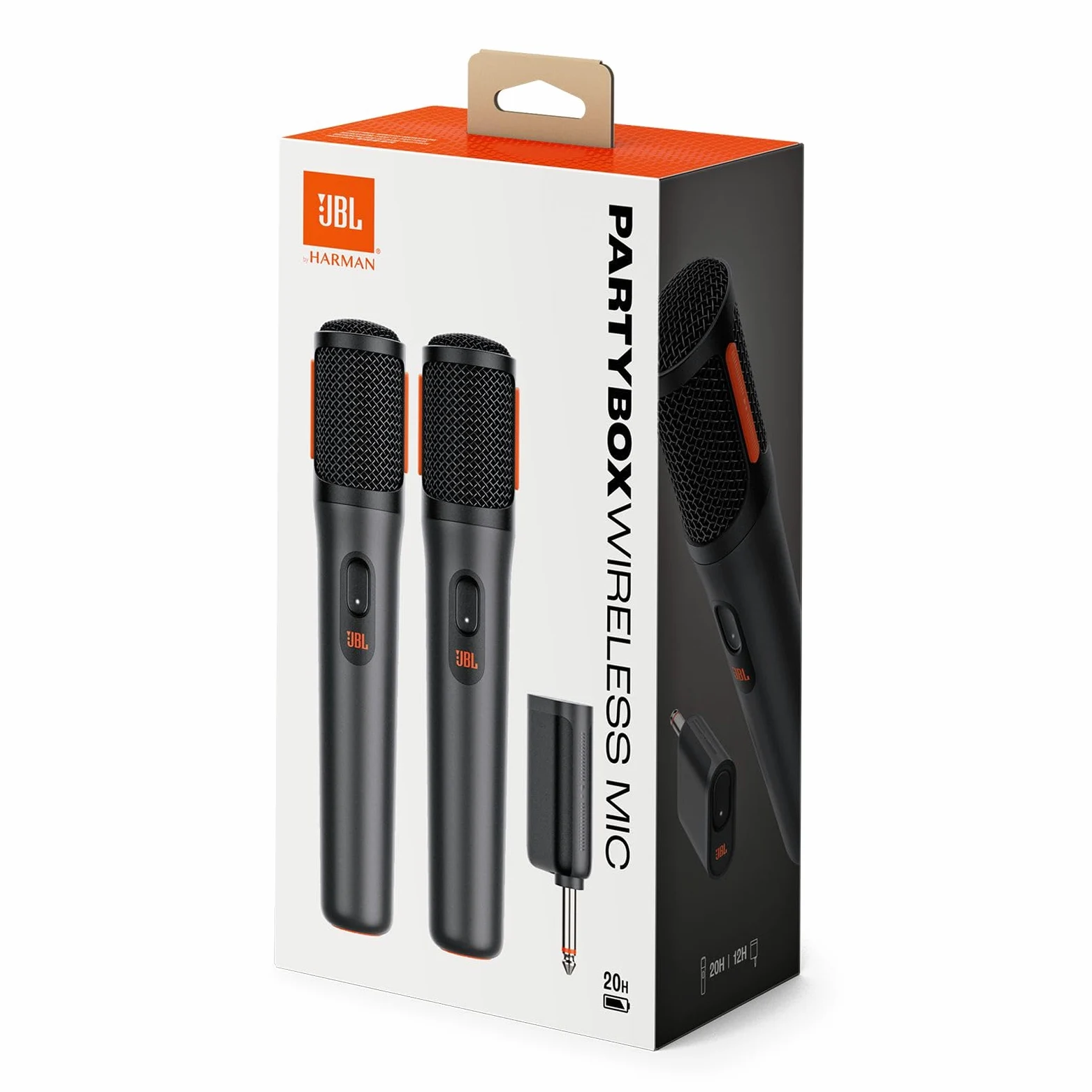 JBL Wireless Microphone, Set con 2 Microfoni Wireless e Ricevitore Wireless UHF a 2 Canali Ricaricabile Pattern Polare Cardioide, Compatibili con Diffusori JBL PartyBox , incluse Batterie AA, Nero
