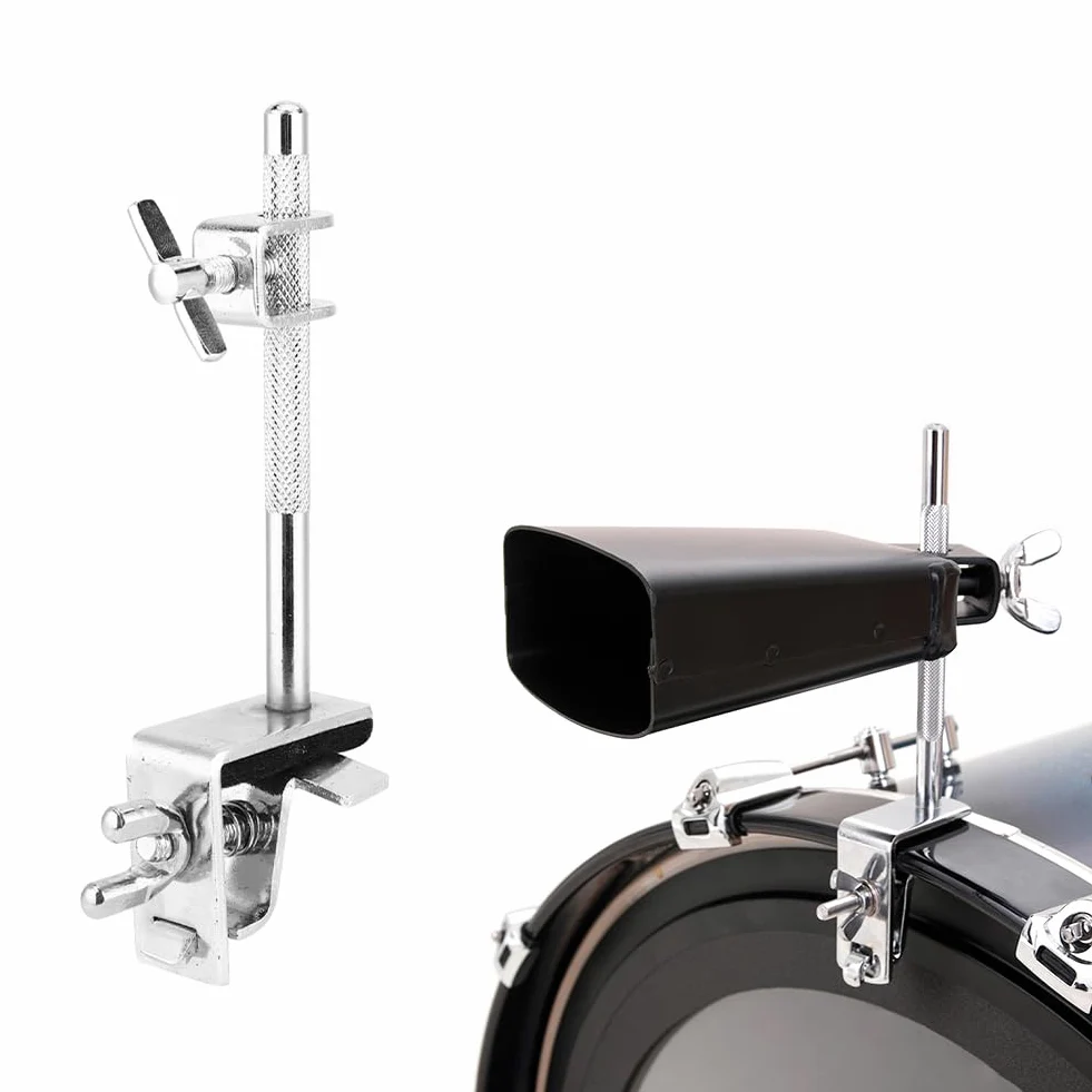 Supporto per Campanaccio, Snare Stand, Campana Morsetto, Grancassa Cowbell Hoop Jazz Drum Strumenti Tamburo Metallo Telaio Ganasce ad Azione Parallela di Bloccaggio Percussione Regolabile in Altezza