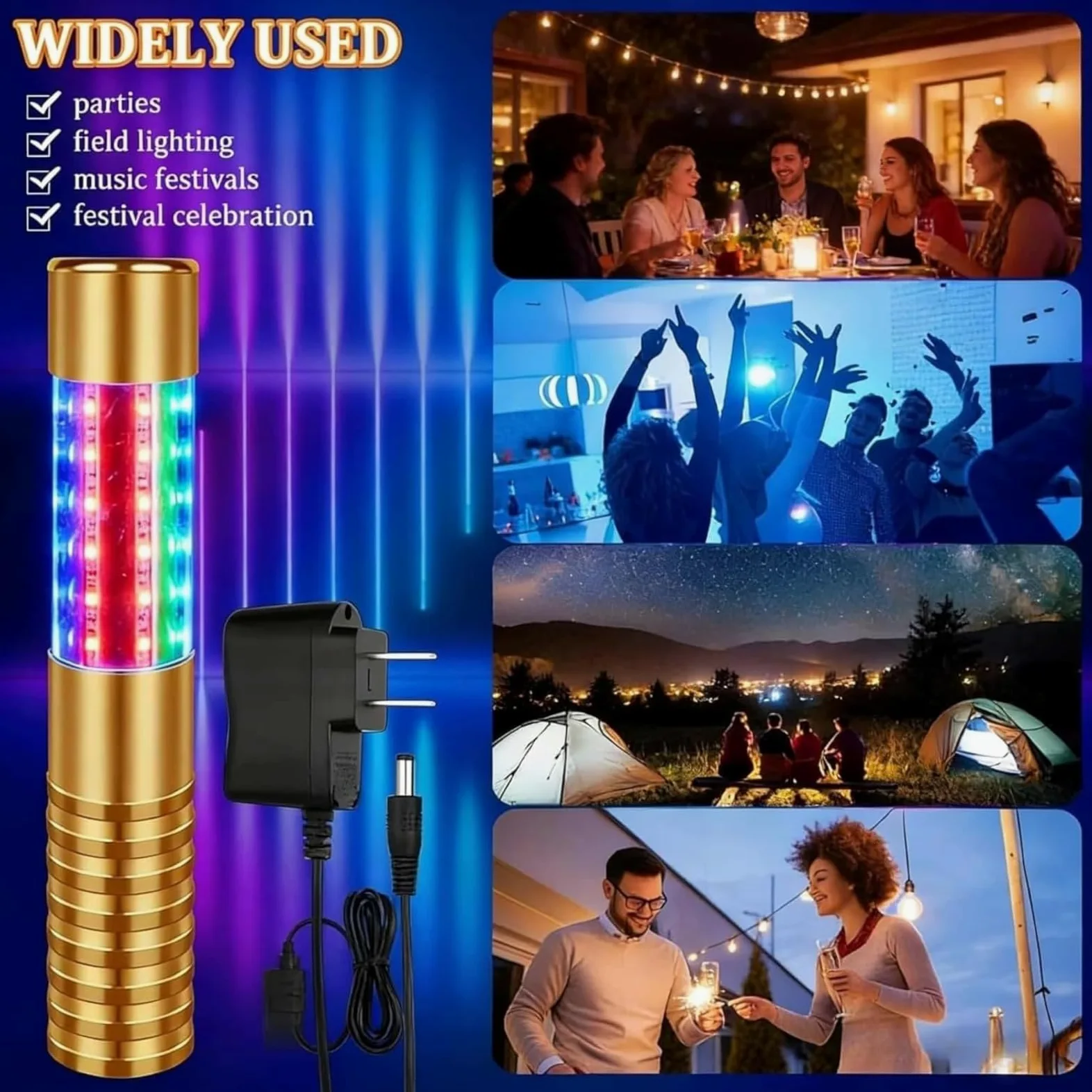 Set di 2 luci LED per bottiglie di champagne, per bottiglie di champagne, bastoncini stroboscopici, luminosi ricaricabili, illuminazione di servizio, per bar, club, feste, compleanni, matrimoni