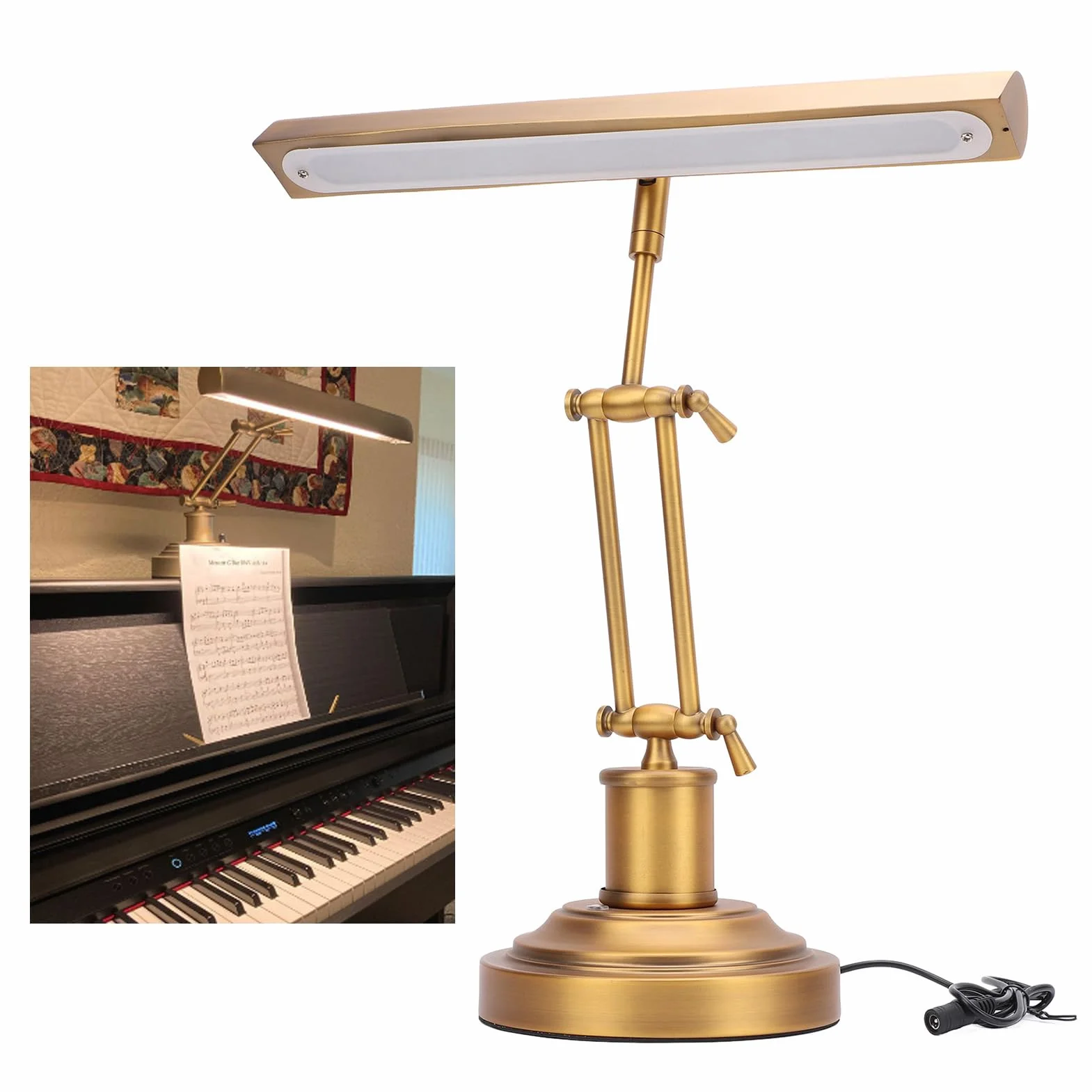 Lampada da Pianoforte per Pianoforte Verticale, Lampada da Tavolo a LED da 12 W con luminosità Regolabile da 3000K a 6000K, Luce per Leggio per Pianoforte, (Spina europea)