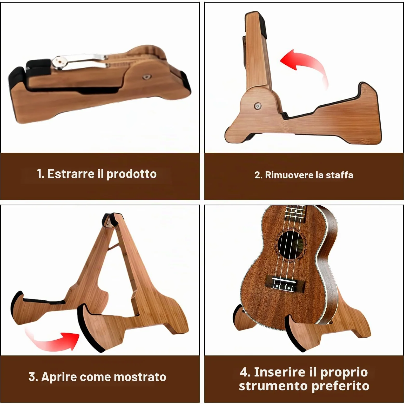 SUNOYA Supporto per Chitarra Pieghevole, Portatile e Stabile, per Chitarra Classica, Acustica ed Elettrica