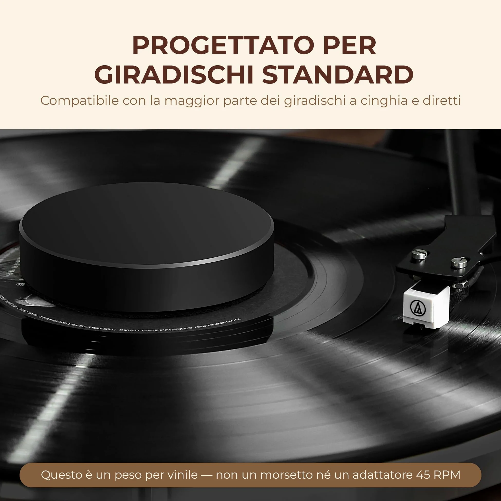 QLEARSOUL Peso per vinile 200 g（±5 g） per giradischi – Peso equilibrato in alluminio con base in feltro, riduce le vibrazioni e migliora la stabilità del disco