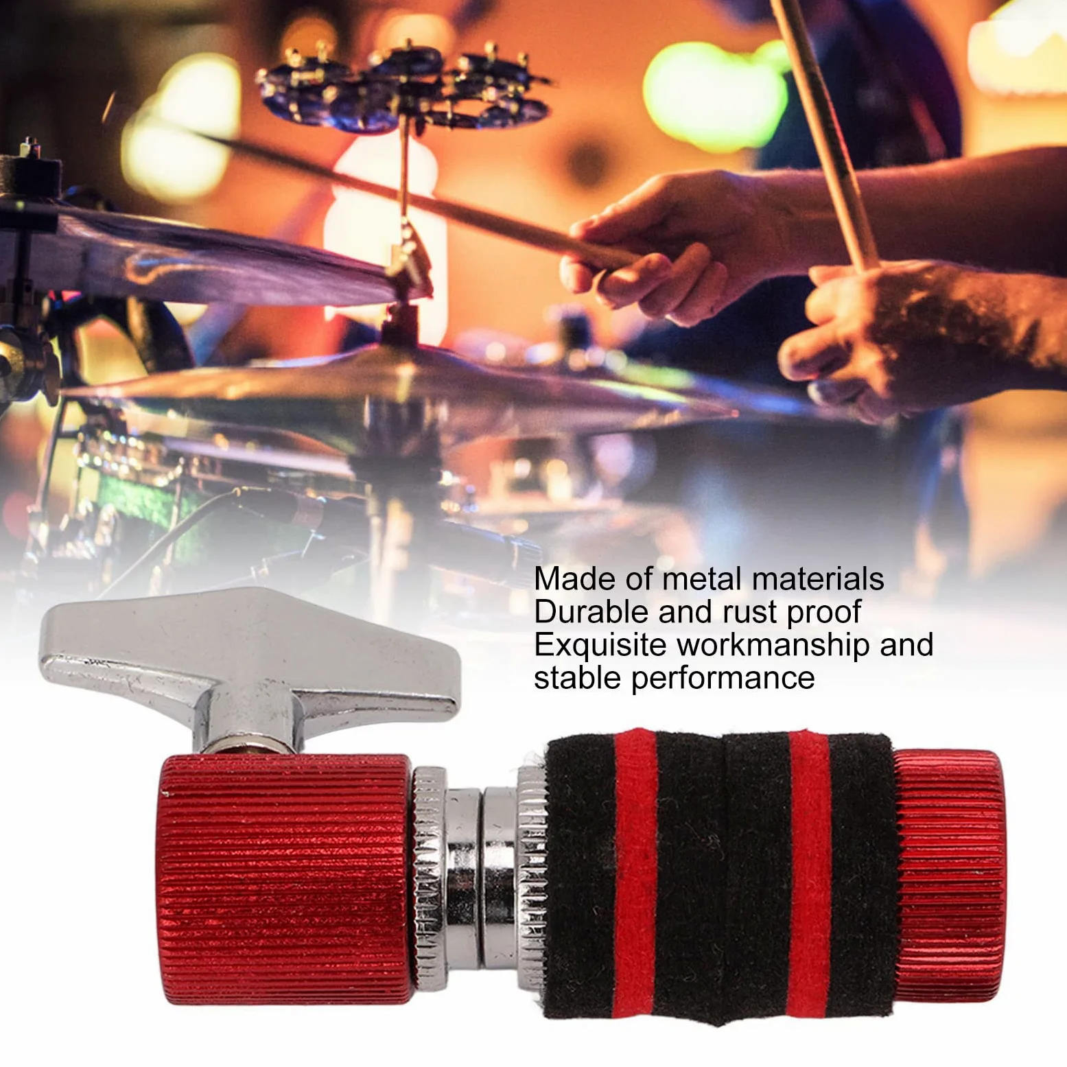 Frizione per Charleston, Frizione per Tamburo Jazz Resistente All'usura Supporto per Charleston in Metallo Supporto per Piatti Standard per Batteria Jazz Accessori per Parti di Batteria(Rosso