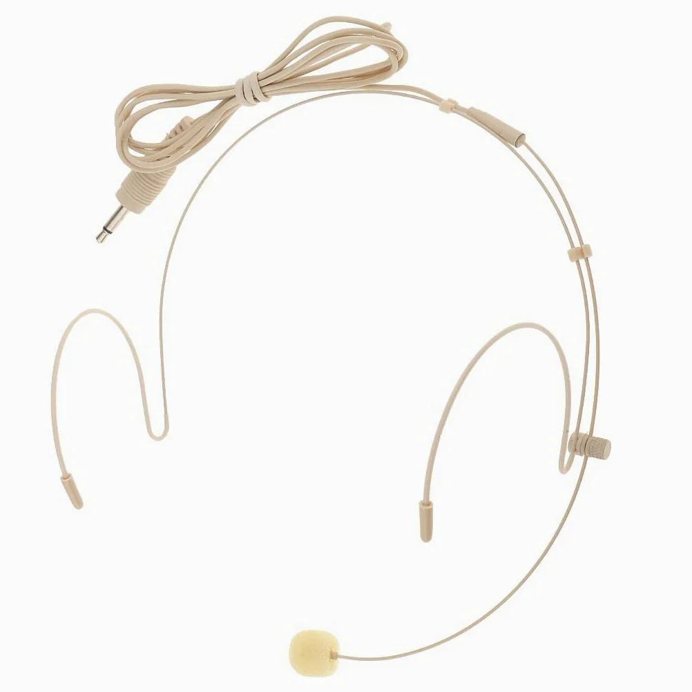 MagiDeal Professionale Gancio Auricolare Microfono A Testa Intestata Microfono Headworn per Palco Case di Culto Presentatori Docenti - Beige-3.5mm