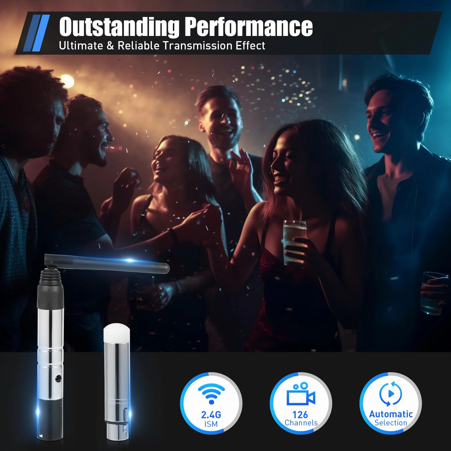 DMX512 - Trasmettitore con 7 ricevitori, controller DMX wireless 2,4 G ISM, controller di illuminazione a LED, senza fili, segnale DMX, per DJ LED, palcoscenico, luce per feste