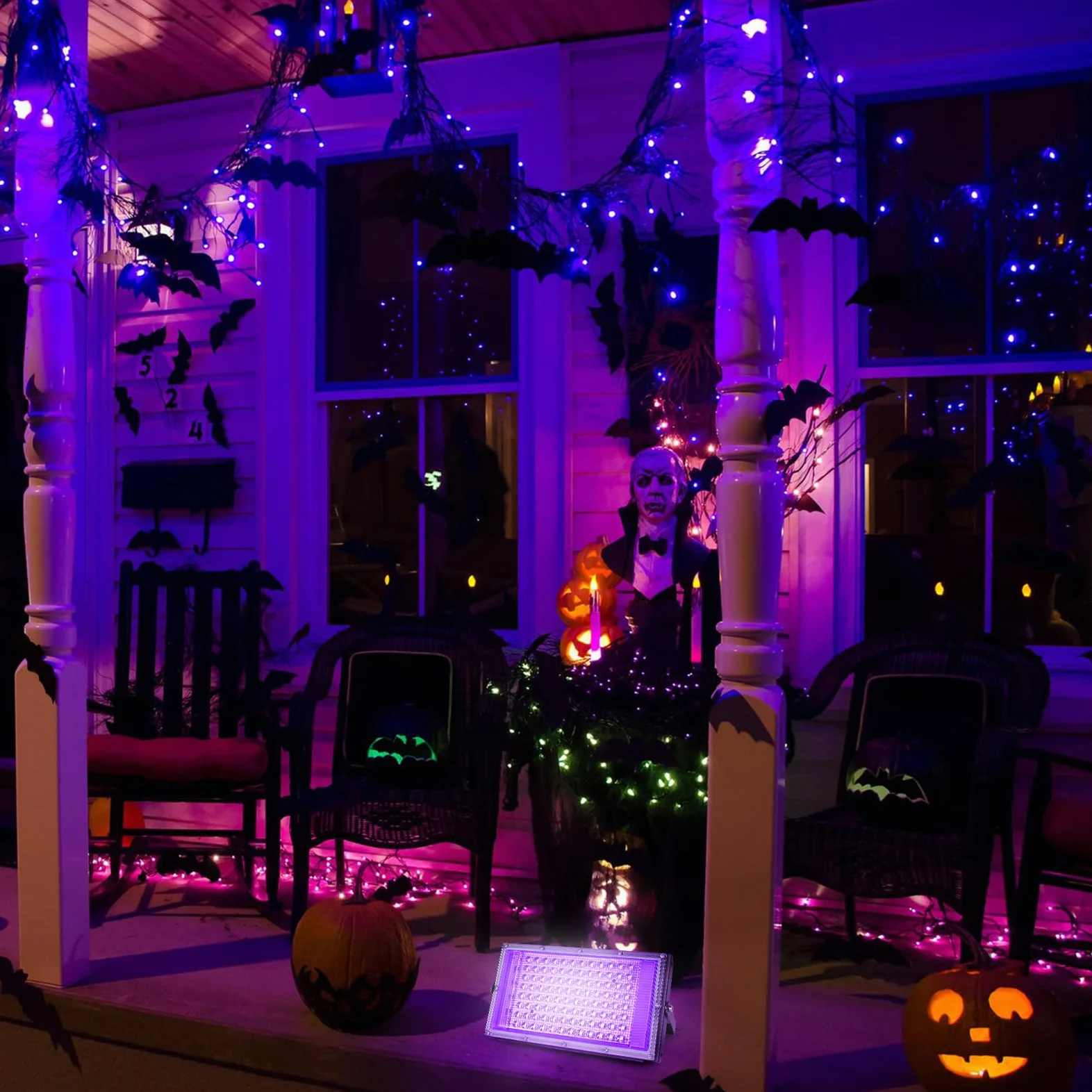 100W LED UV Luce Nera, Faretto a Luce Nera, Luce Nera Impermeabile IP66 con Spina Standard Europea, Adatto per Halloween, Feste Fluorescenti, Decorazioni per Palchi e Acquari