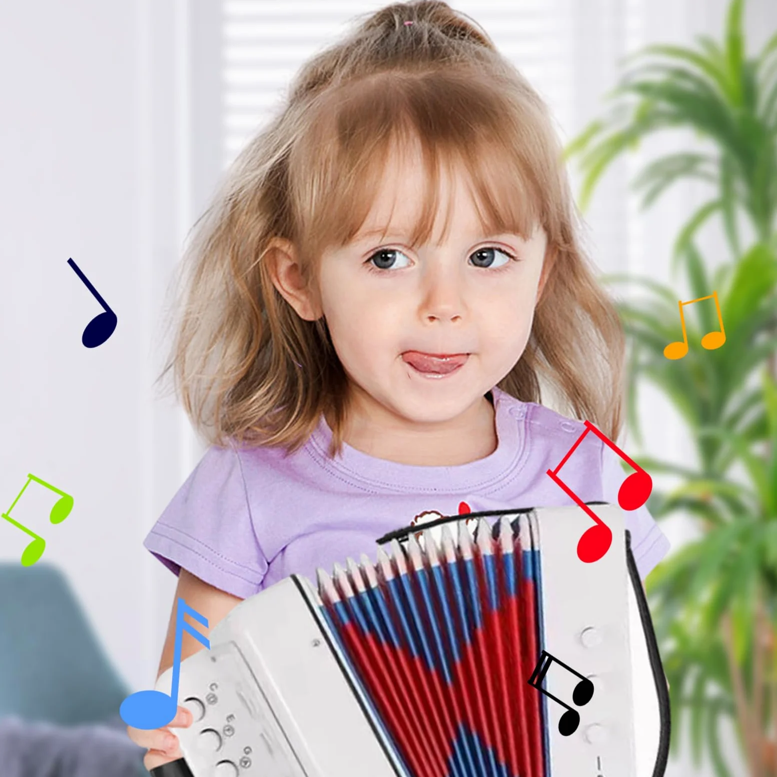 Giocattolo per bambini – Set di giochi musicali con bottoni, mini soffietto | Dispositivo di attività per sviluppare melodie e ritmi per l'apprendimento precoce, inizio colorato e adatto ai bambini