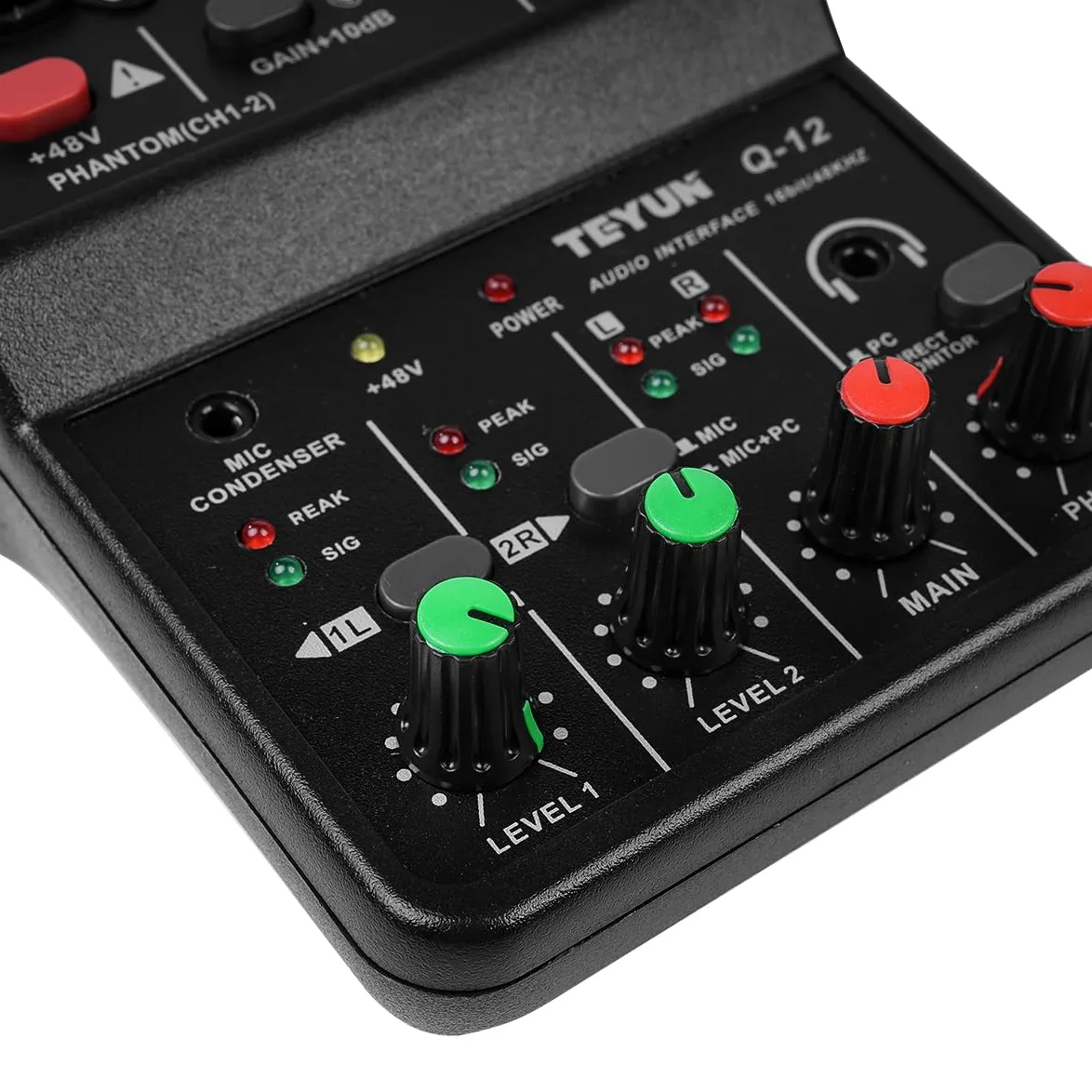 Sarini Mixer audio Mini USB a 2 canali, sistema console professionale per tavola armonica, alimentazione 48 V, mini mixer per streaming live, karaoke e registrazione