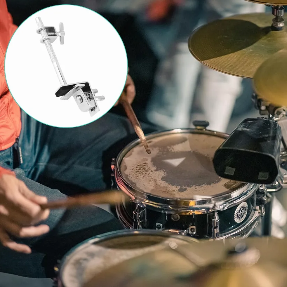 Supporto per Campanaccio, Snare Stand, Campana Morsetto, Grancassa Cowbell Hoop Jazz Drum Strumenti Tamburo Metallo Telaio Ganasce ad Azione Parallela di Bloccaggio Percussione Regolabile in Altezza