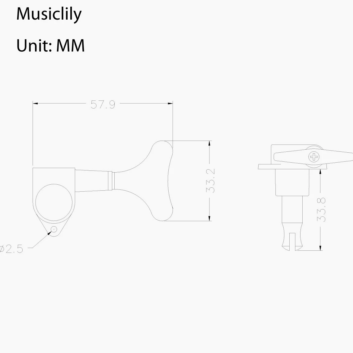 Musiclily L3+R3 Set Meccaniche per Basso Elettrico 5/6 Corde, Nero