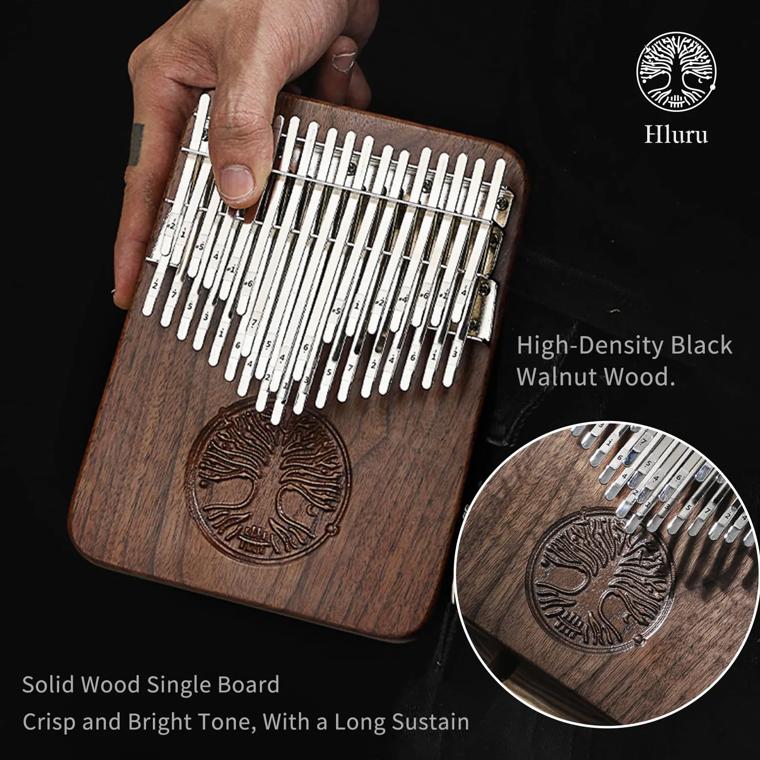 Kalimba Professionale a 34 Chiavi - Cromatica a Doppio Strato Con Tavola Armonica in Legno Massello - Tono Etereo Con Risonanza Sostenuta