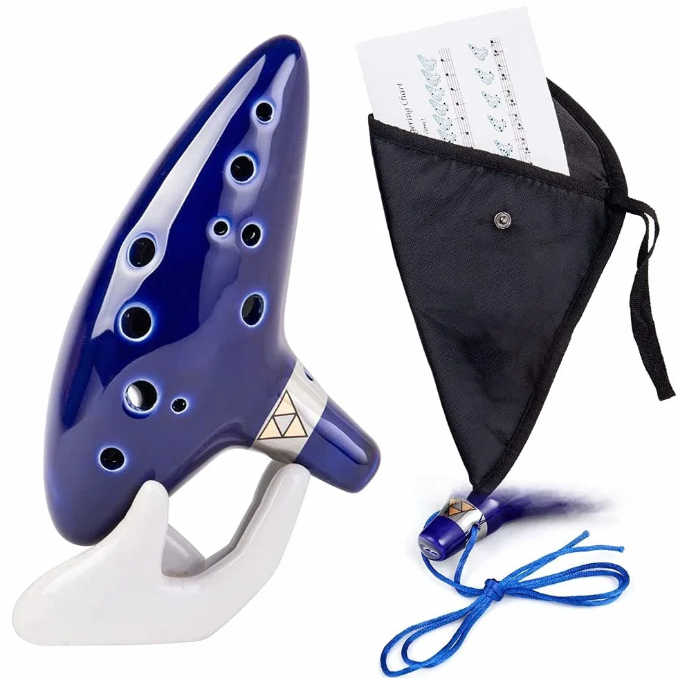 Czemo Zelda Ocarina Ceramica Contralto Tono C 12 Fori da Legenda di Zelda Ocarina di Tempo Triforza Link Cosplay Replica, Libro di Testo