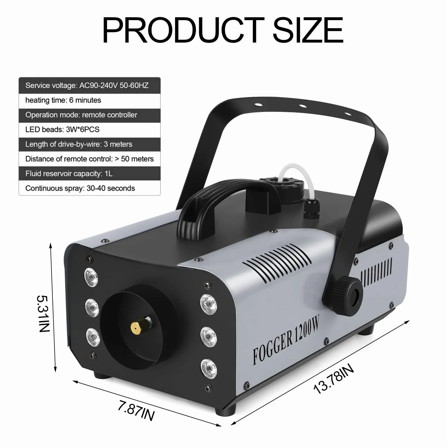Macchina del Fumo Portatile, 1200W 6 RGB 3 in 1 Macchina Fumo Discoteca con Telecomando Wireless, Fog Machine per Halloween DJ Club Feste Nozze Natale e Effetti su Palco