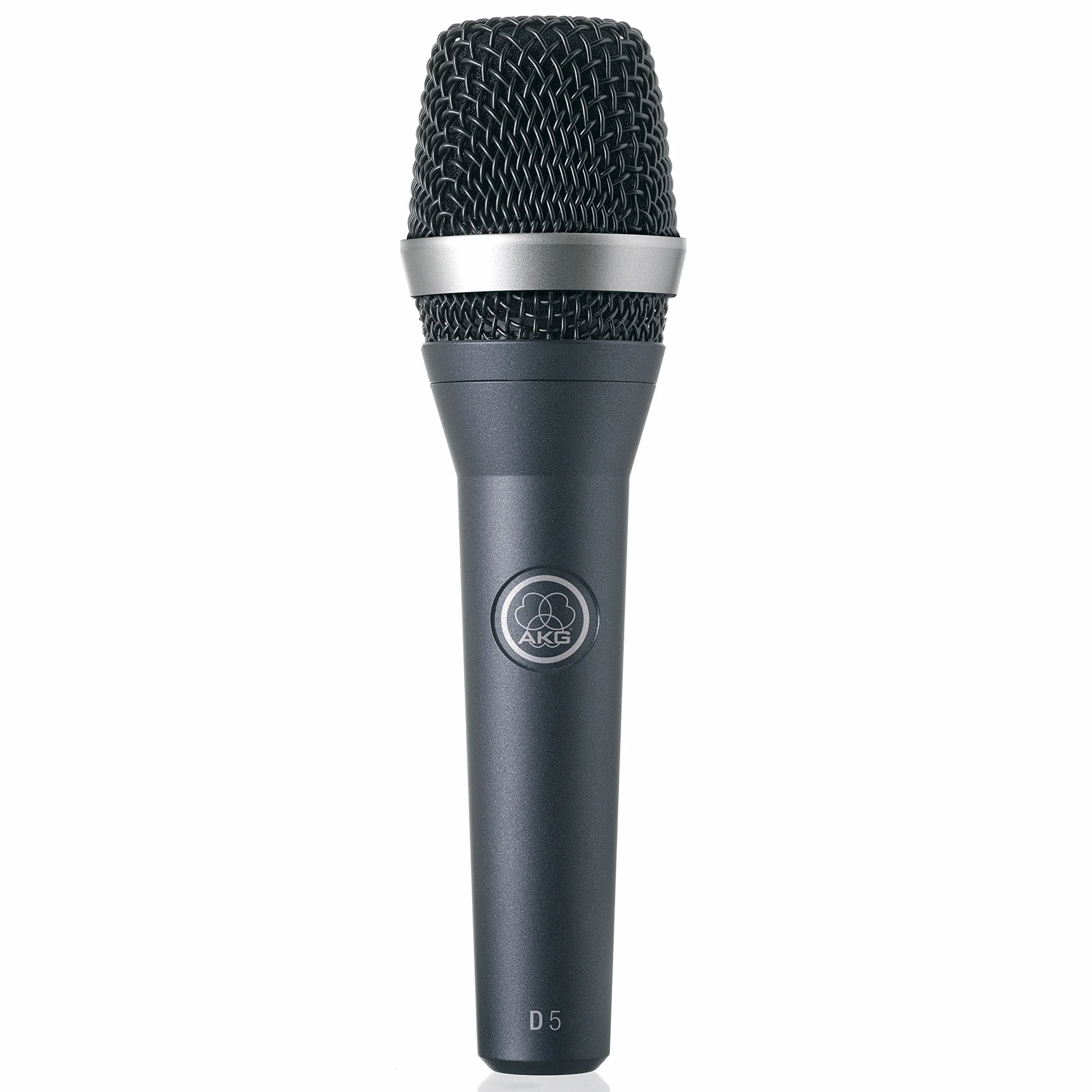 AKG D5 Microfono dinamico professionale per voce dal vivo, filtro anti-pop integrato, schema di ripresa supercardioide, include custodia e adattatore per stativo - Nero