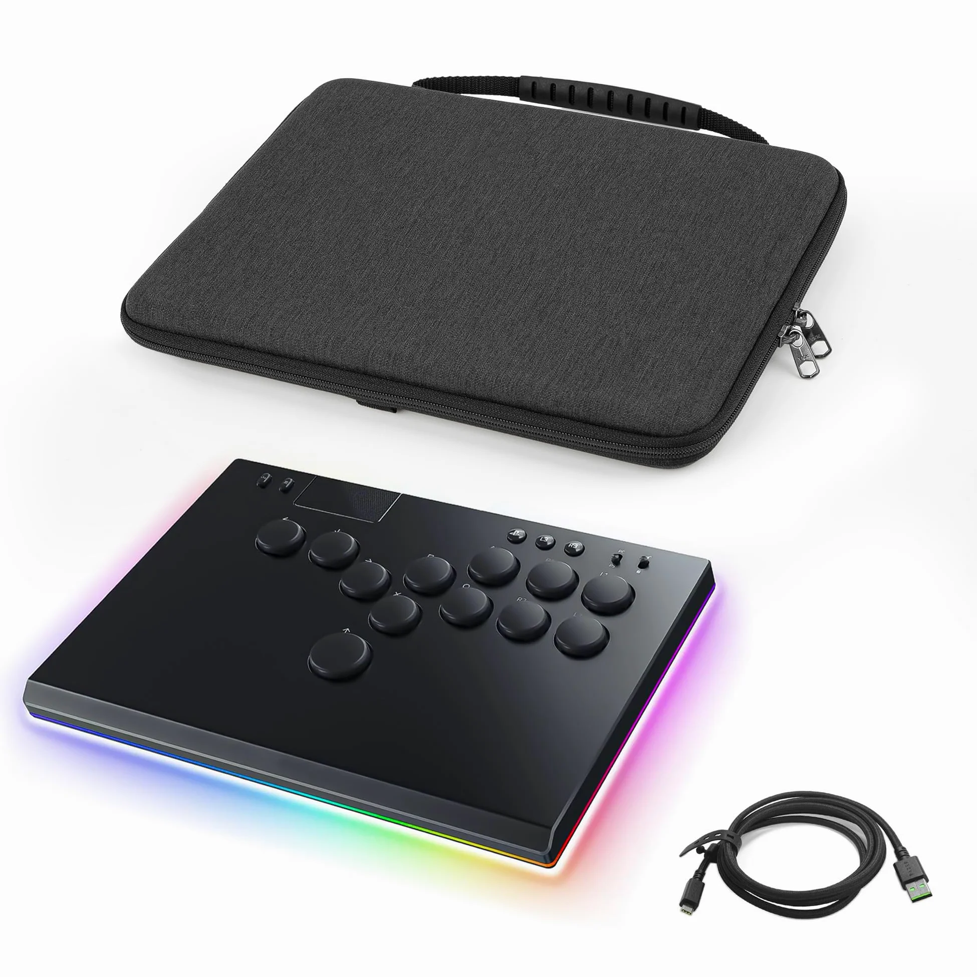 Geekria Custodia rigida da viaggio compatibile con controller arcade Razer Kitsune / 8BitDo All-Button (grigio scuro)