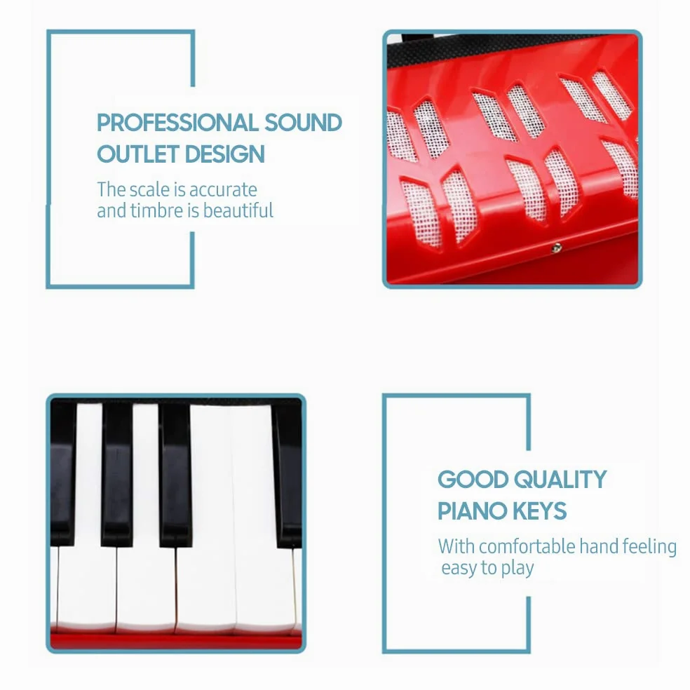 Btuty Fisarmonica 17 tasti 8 basso pianoforte strumento musicale per principianti regalo di compleanno (blu)