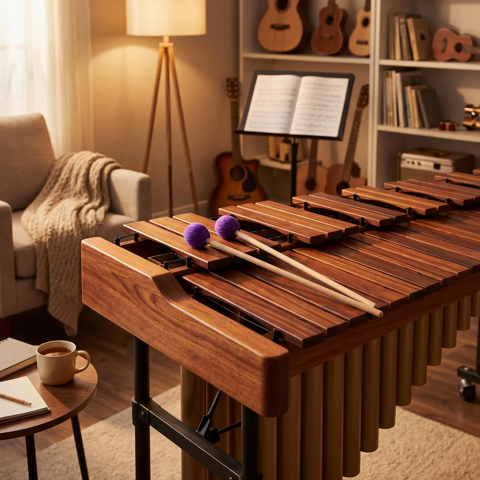 Dilwe 1 Paio di Bacchette per Bacchette Marimba a Testa Tonda in faggio con Manico per xilofono Accessori per Strumenti a percussione(Viola)