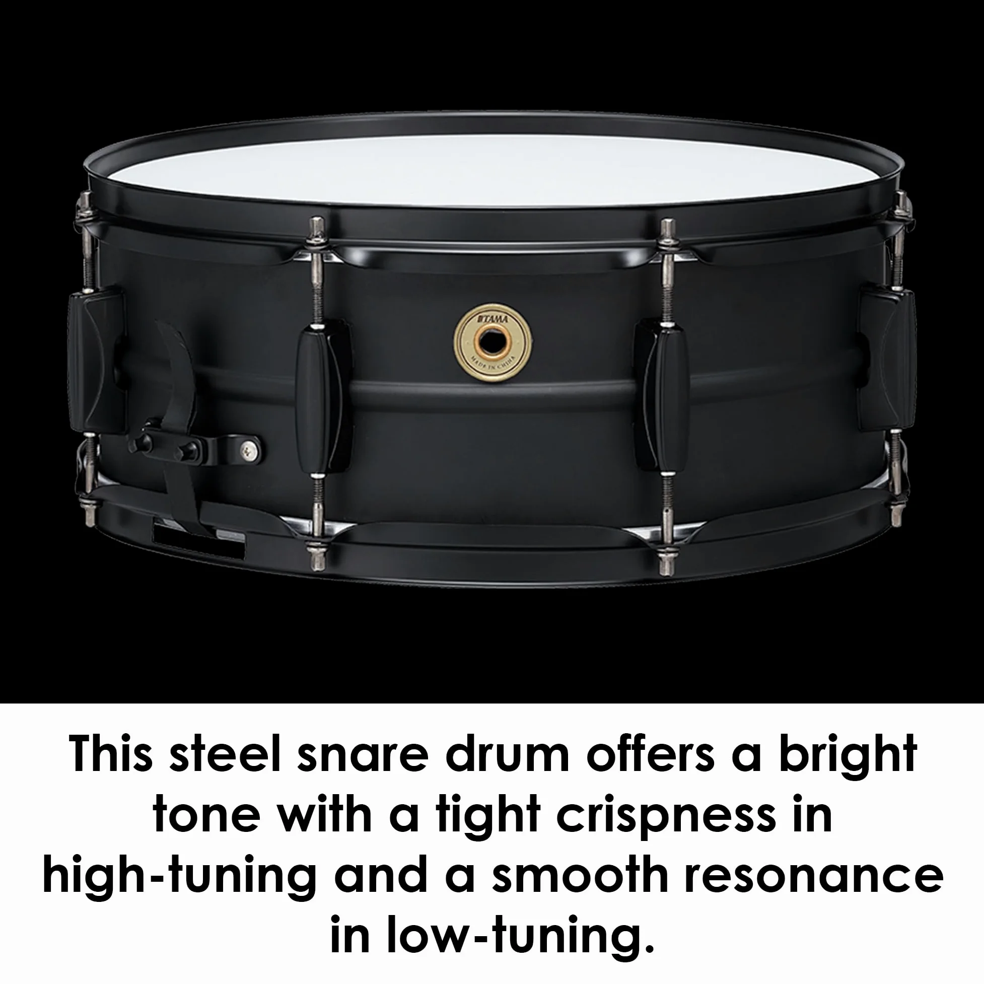 TAMA Metalworks Black Steel Snaredrum – 14" x 5,5" Matte Black (BST1455BK)