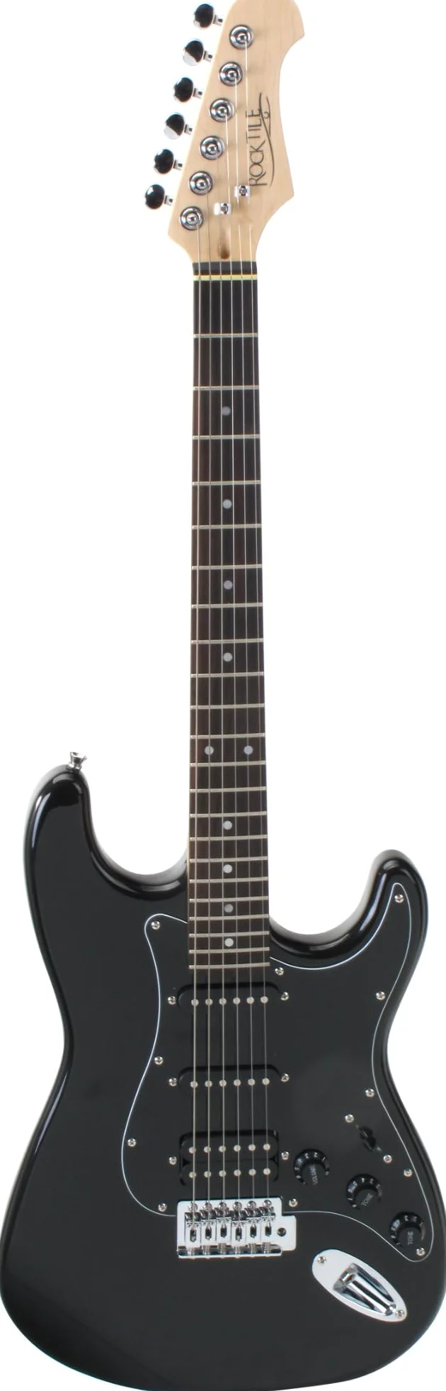 Rocktile Pro ST60-BK Chitarra Elettrica All Black – Corpo in mogano, Humbucker & Single-Coil pickup, incl. cavo per chitarra, leva tremolo & chiave esagonale – Ideale per principianti e avanzati
