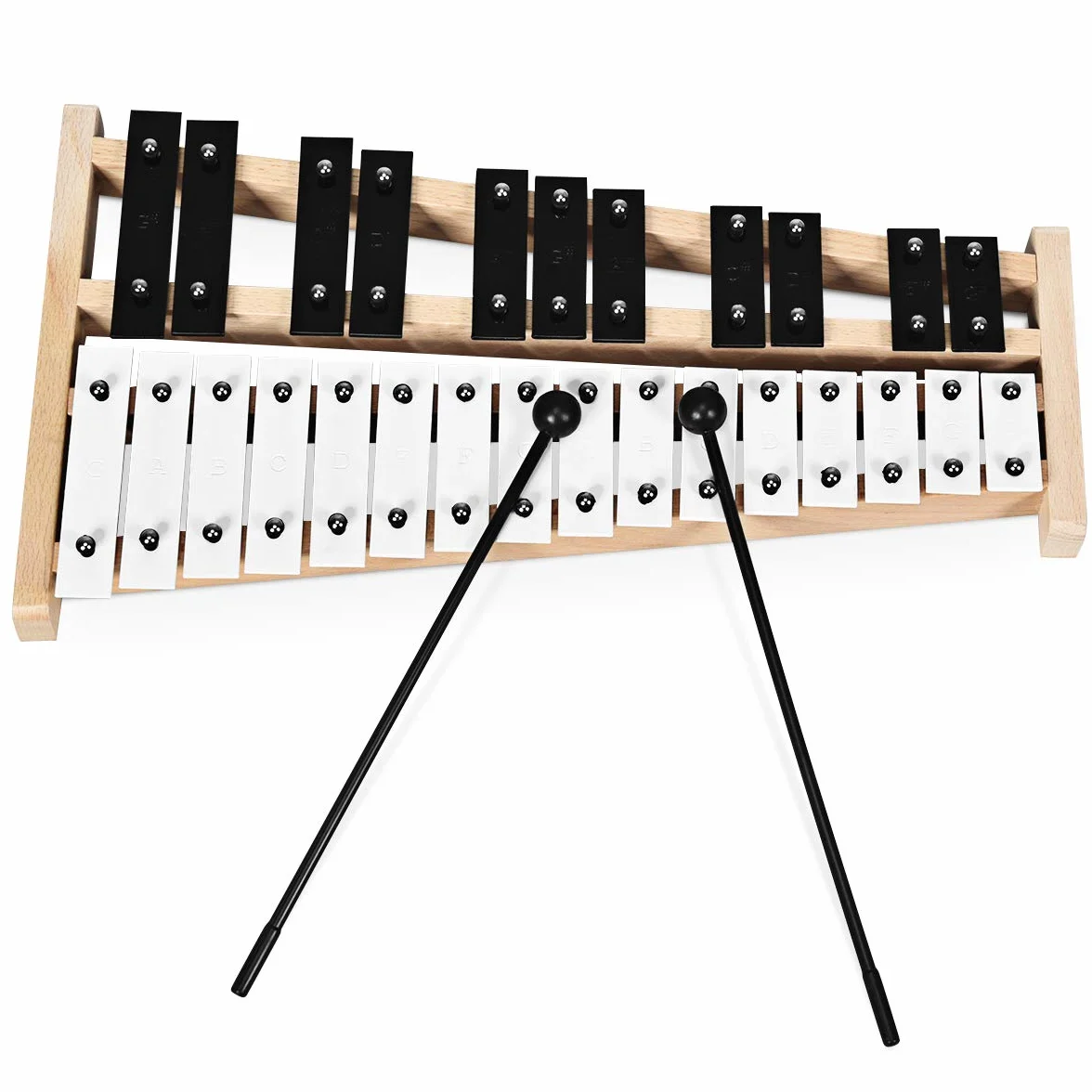 COSTWAY Xilofono 27 Note, Metallofono per Bambini, con 2 Mazzuole e Borsa, Strumento a Percussione a Mano per Bambini e Adulti